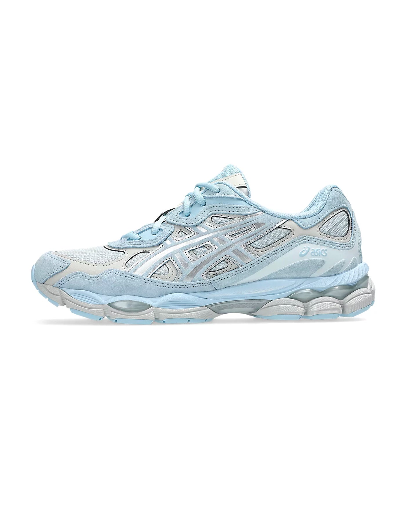 Sneakers Asics Gel-NYC Storm Cloud bleu ciel et argent profil gauche