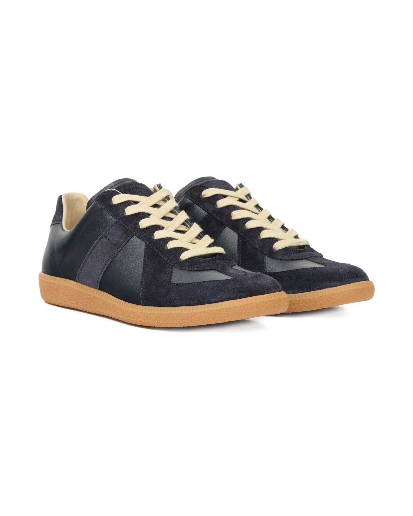 Sneakers Maison Margiela Replica bleu nuit semelle caramel profil droit