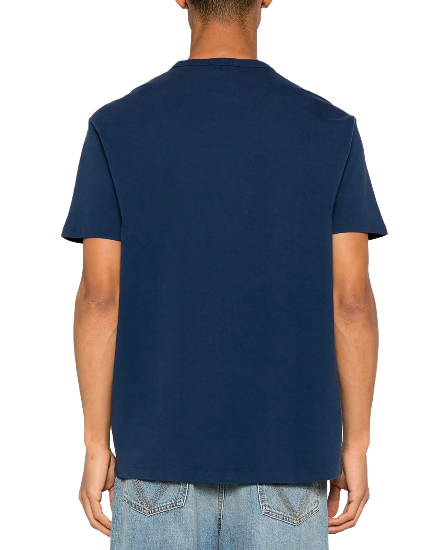 T-shirt Ralph Lauren bleu marine col rond logo poney brodé dos porté