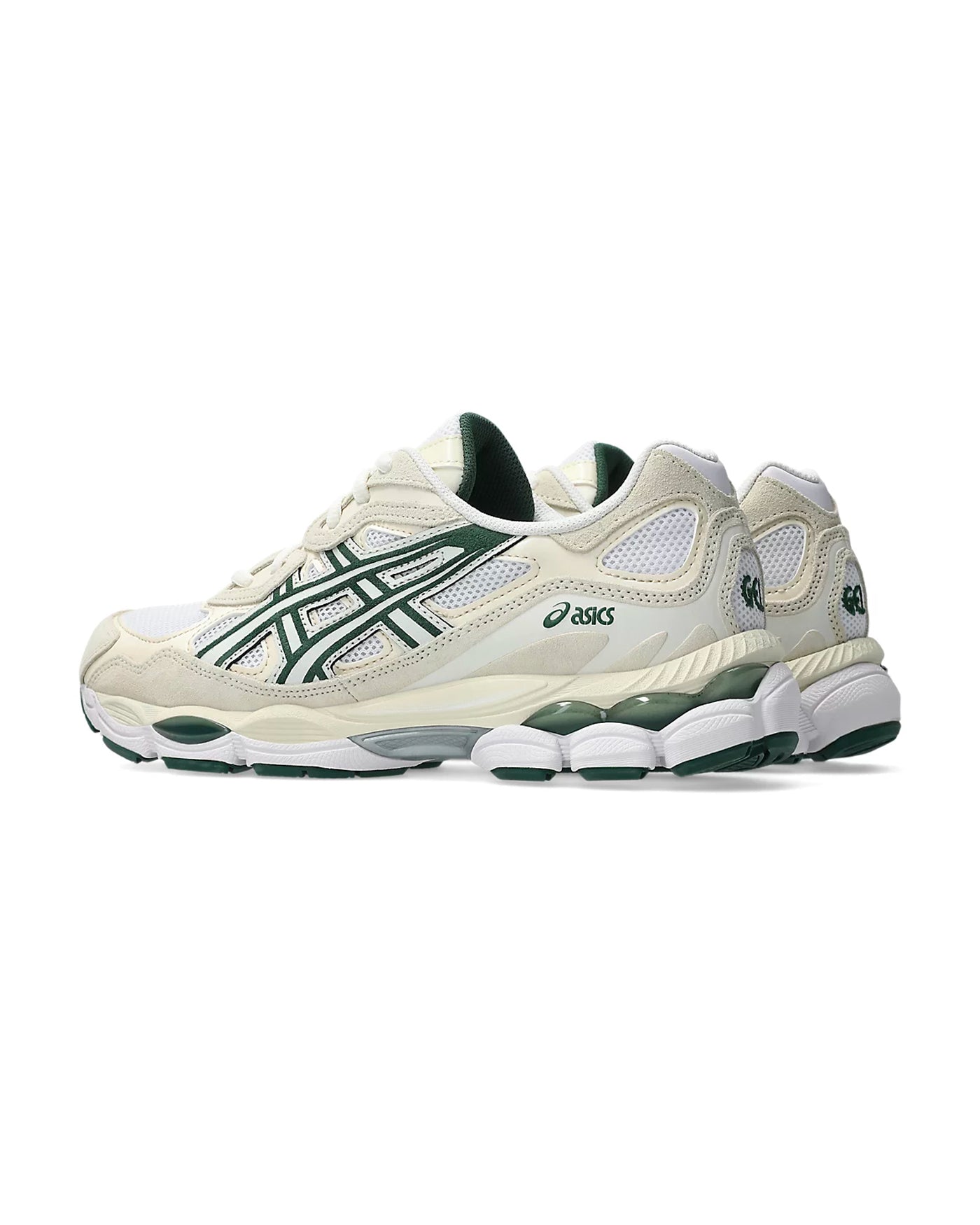 Sneakers ASICS GEL-NYC 750 coloris ivoire et vert forêt vue profil gauche