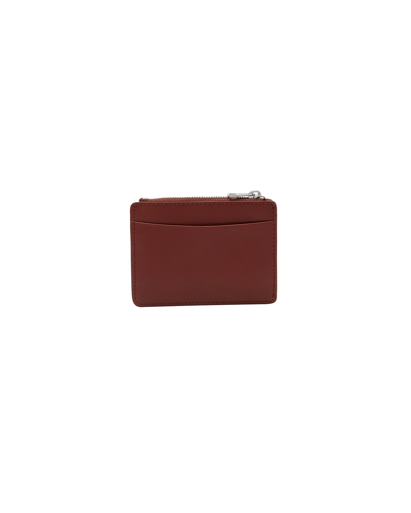 Porte-cartes zip Paris A.P.C noisette cuir lisse dos poche unique