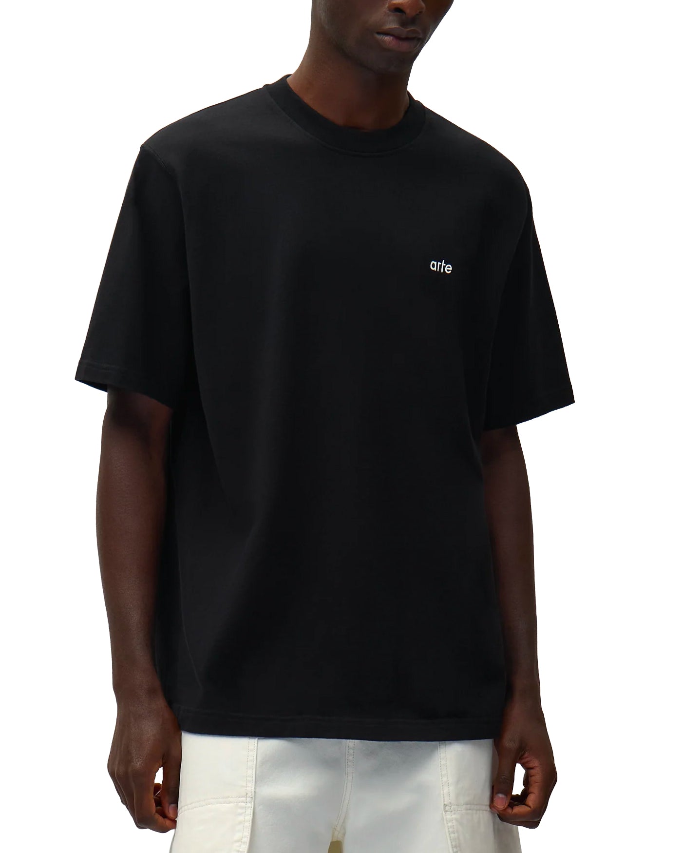 T-shirt Arte Antwerp noir avec logo brodé sur la poitrine vue face