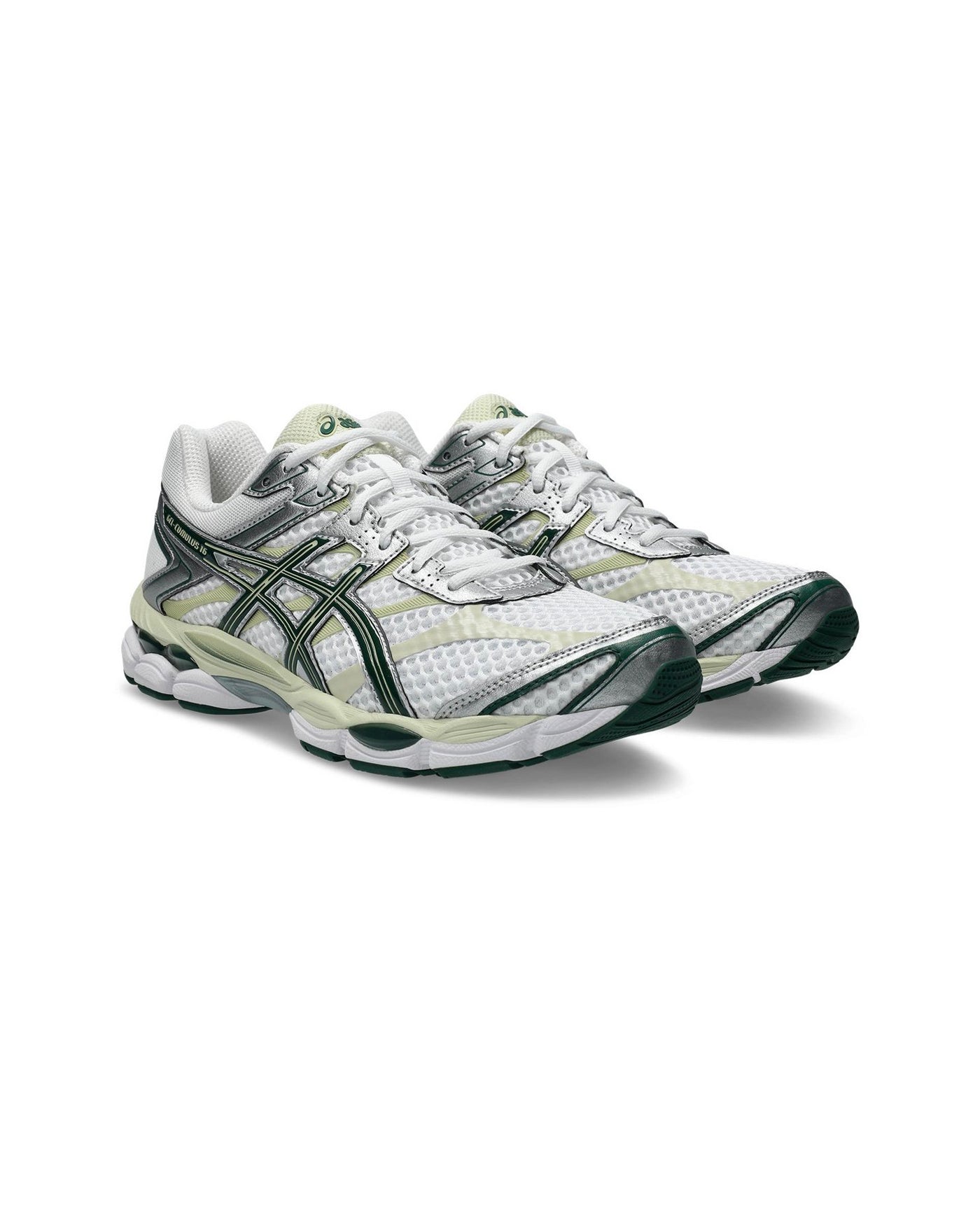 Sneakers Asics Gel Cumulus 16 coloris blanc et vert sapin face