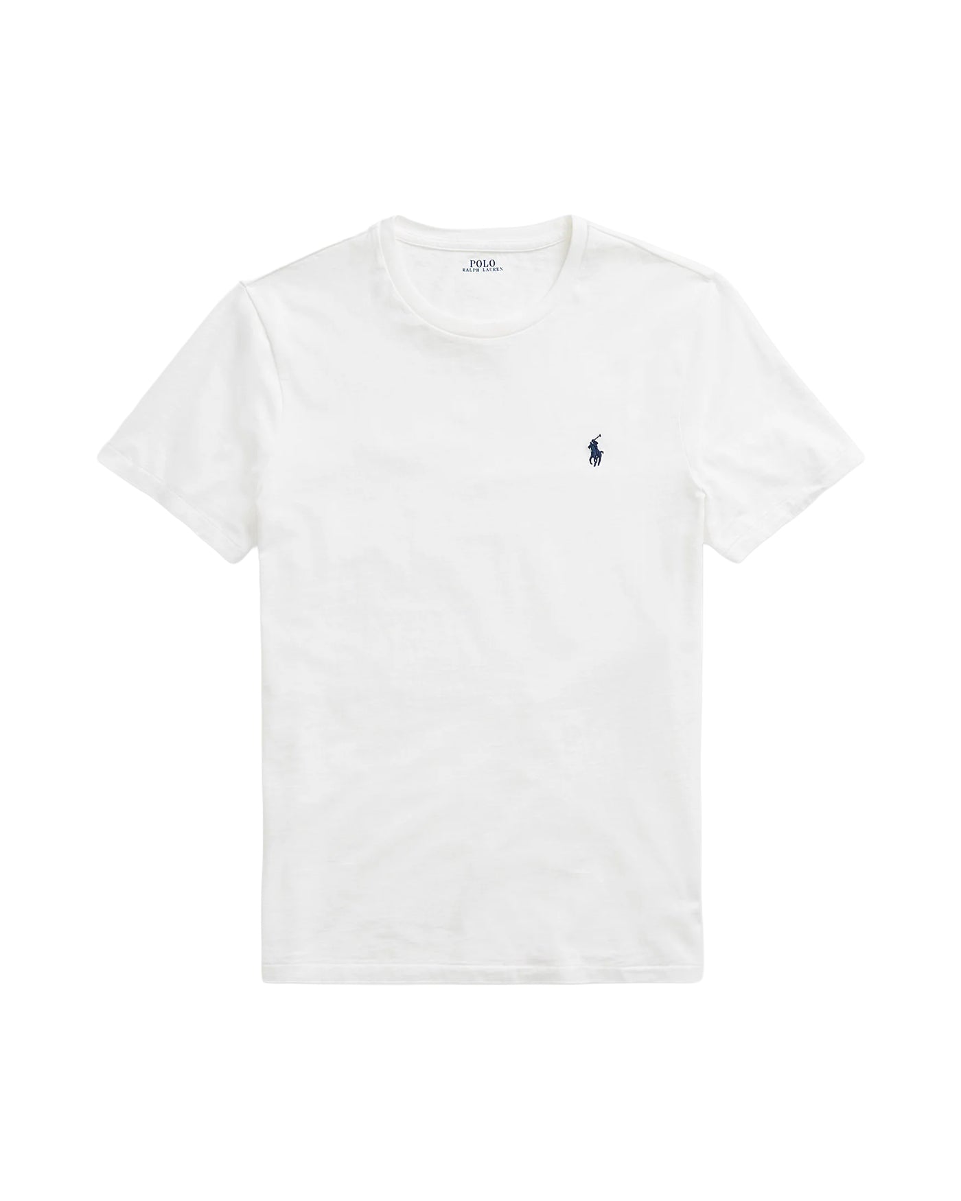 T-shirt Ralph Lauren jersey col rond blanc logo poney brodé face