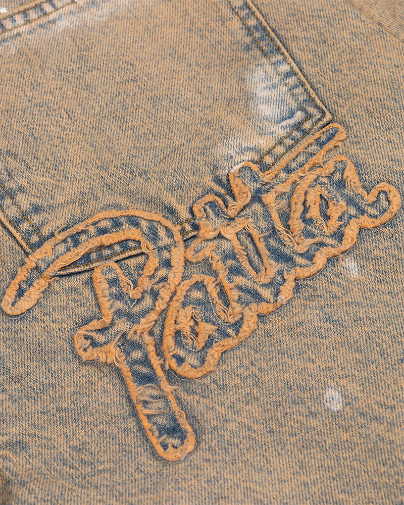 DENIM PANT DIRTY SPLATTER SANDWASHED LIGHT BLUE