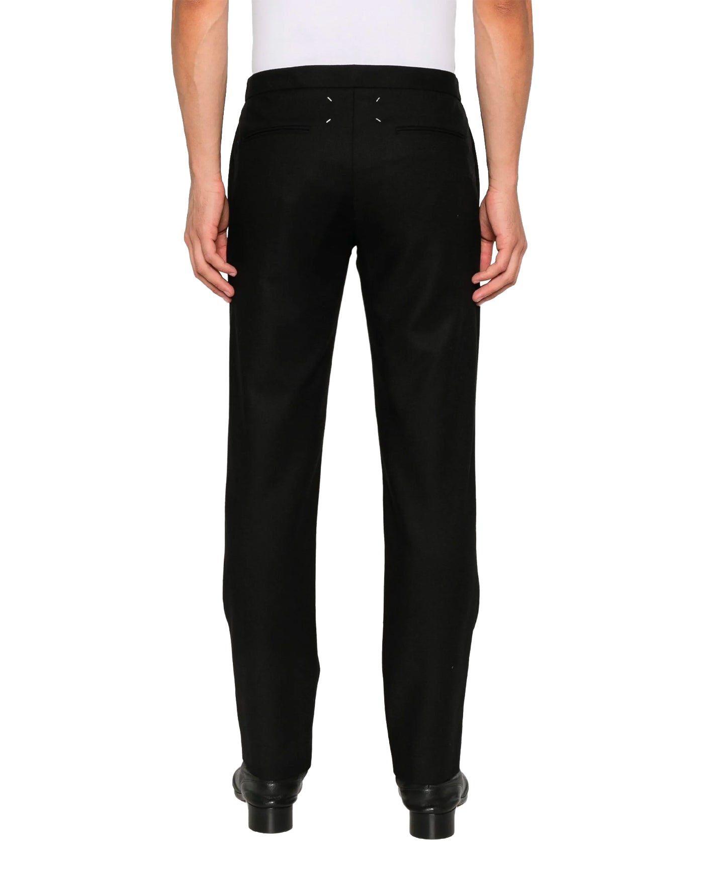 Pantalon Maison Margiela laine vierge noir coupe ajustée porté dos
