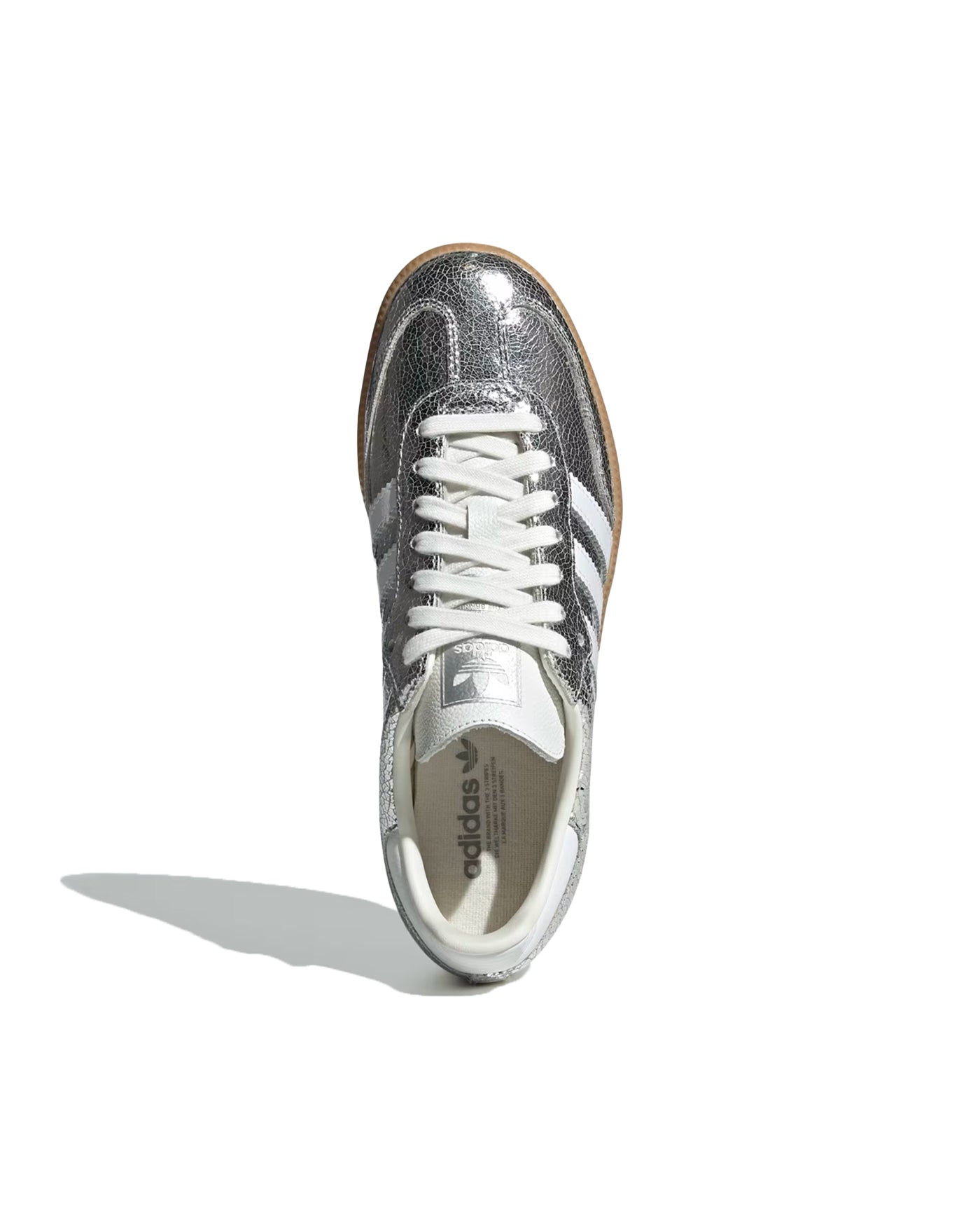 Sneakers Adidas Samba OG silver metallic lacets blancs vue du dessus