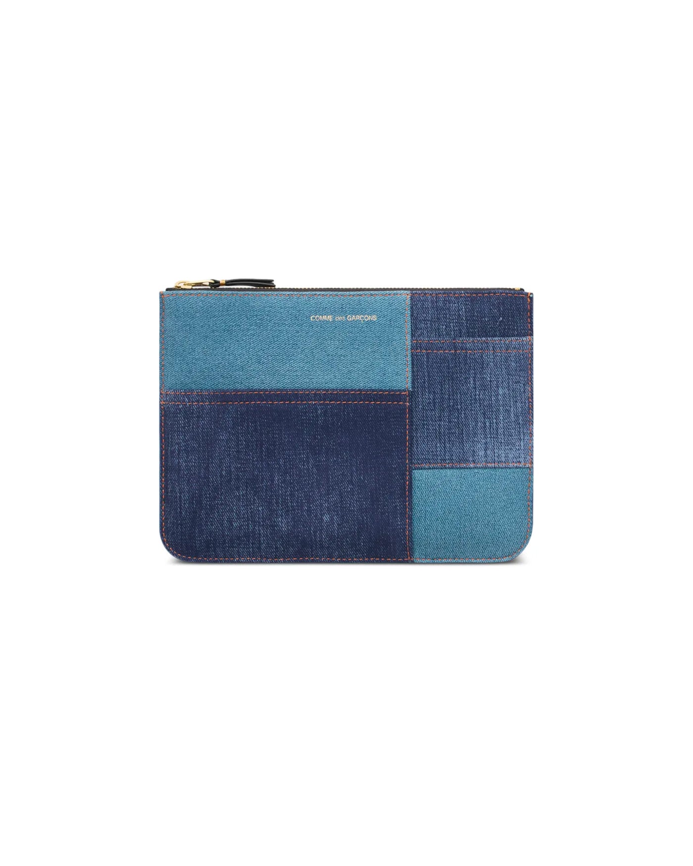 CDG WALLET 215X160 ZIP DENIM PATCHWORK BLEU