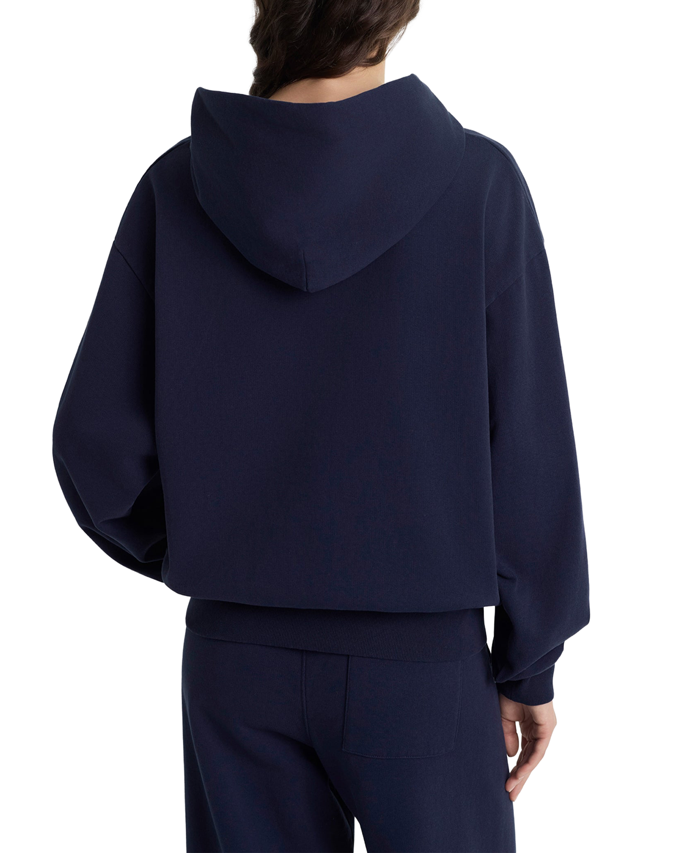 Sweat à capuche zippé Sporty & Rich Yankees bleu marine dos porté