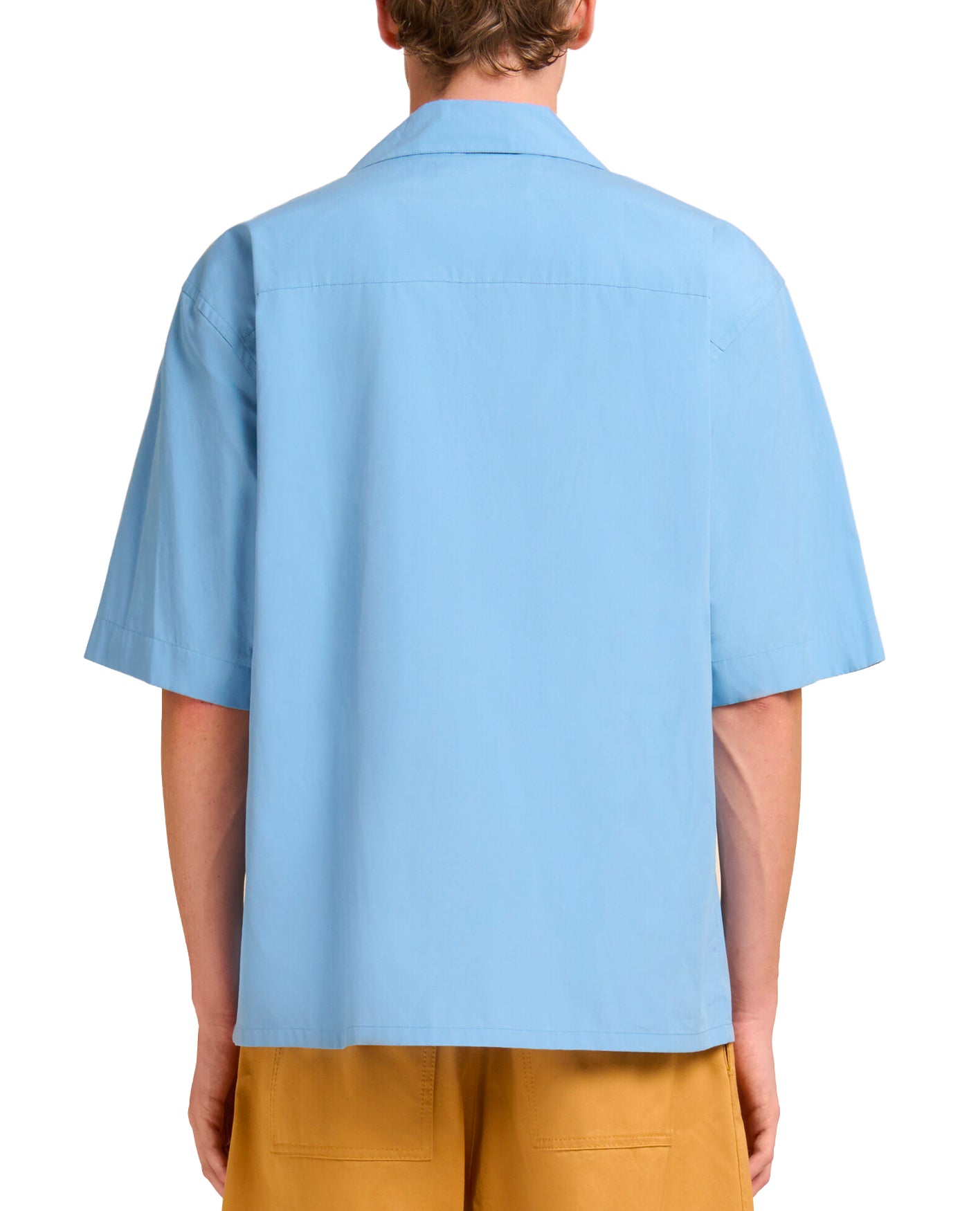 Chemise bowling Marni bleu ciel manches courtes sur mannequin dos