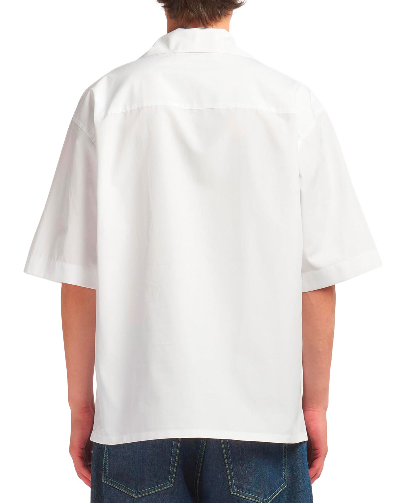 Chemise bowling Marni blanche logo rouge manches courtes portée dos