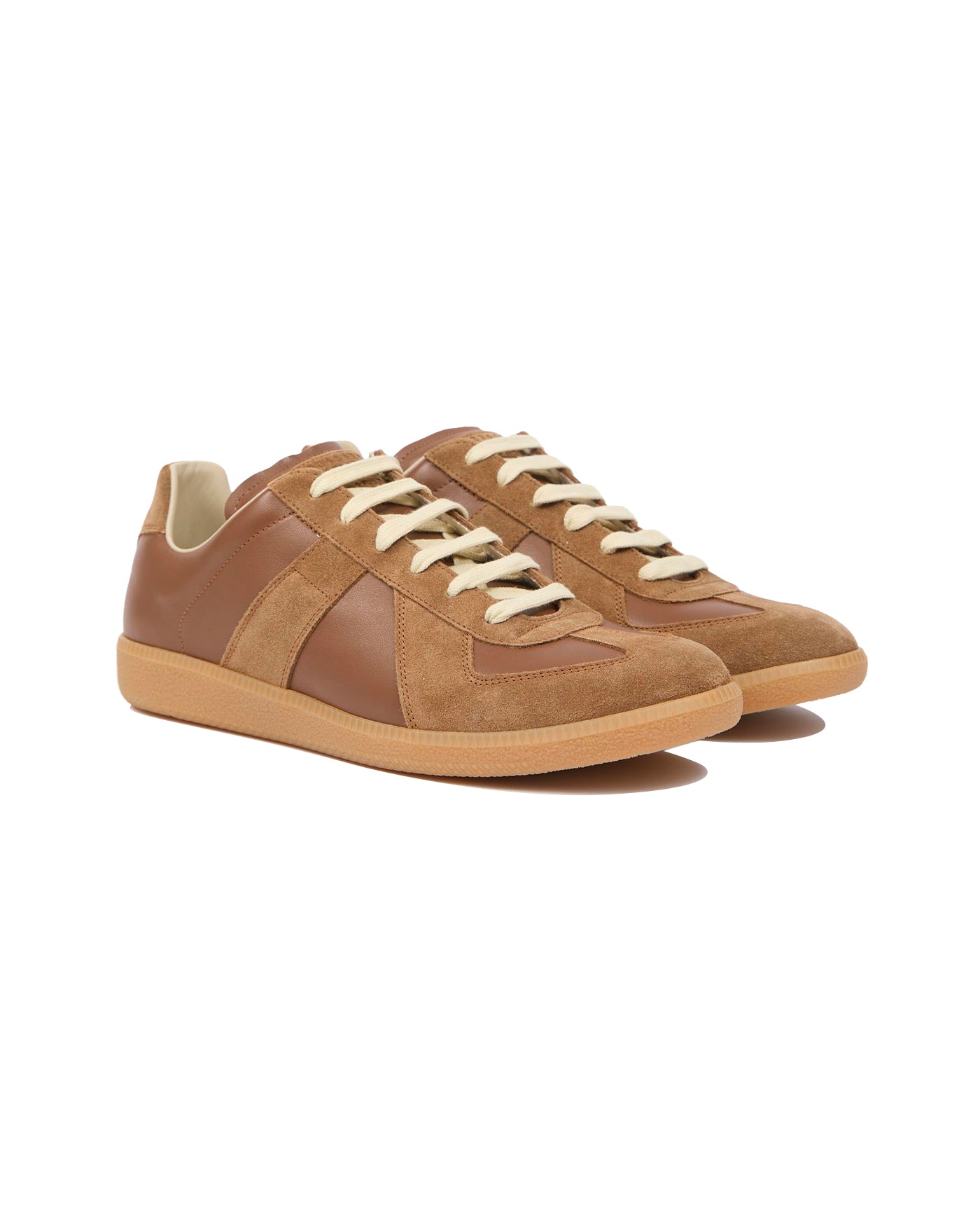 Sneakers Replica Maison Margiela brun cuir et daim semelle gomme face