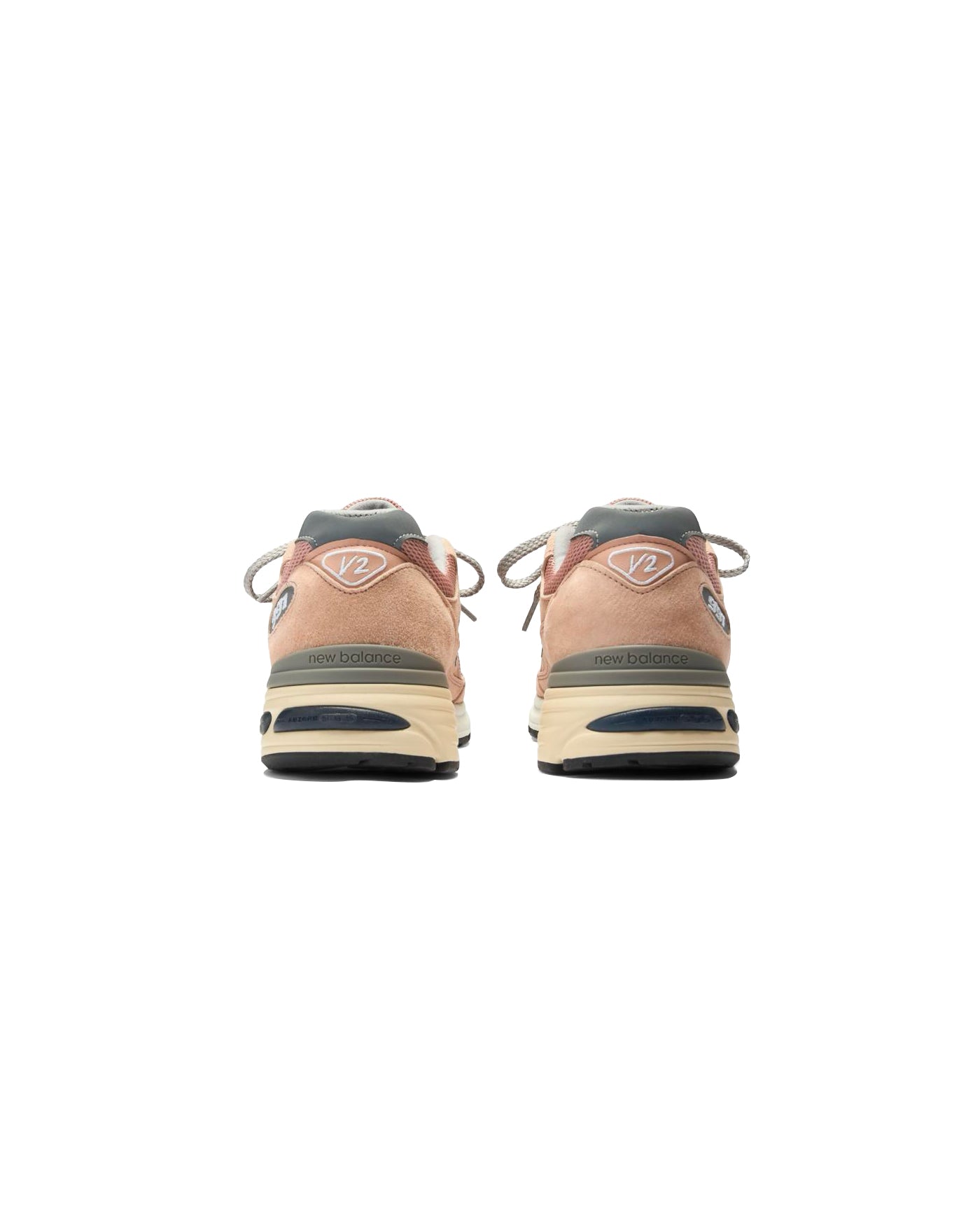 Sneakers New Balance 991v2 rose poudré et gris détail vue dos