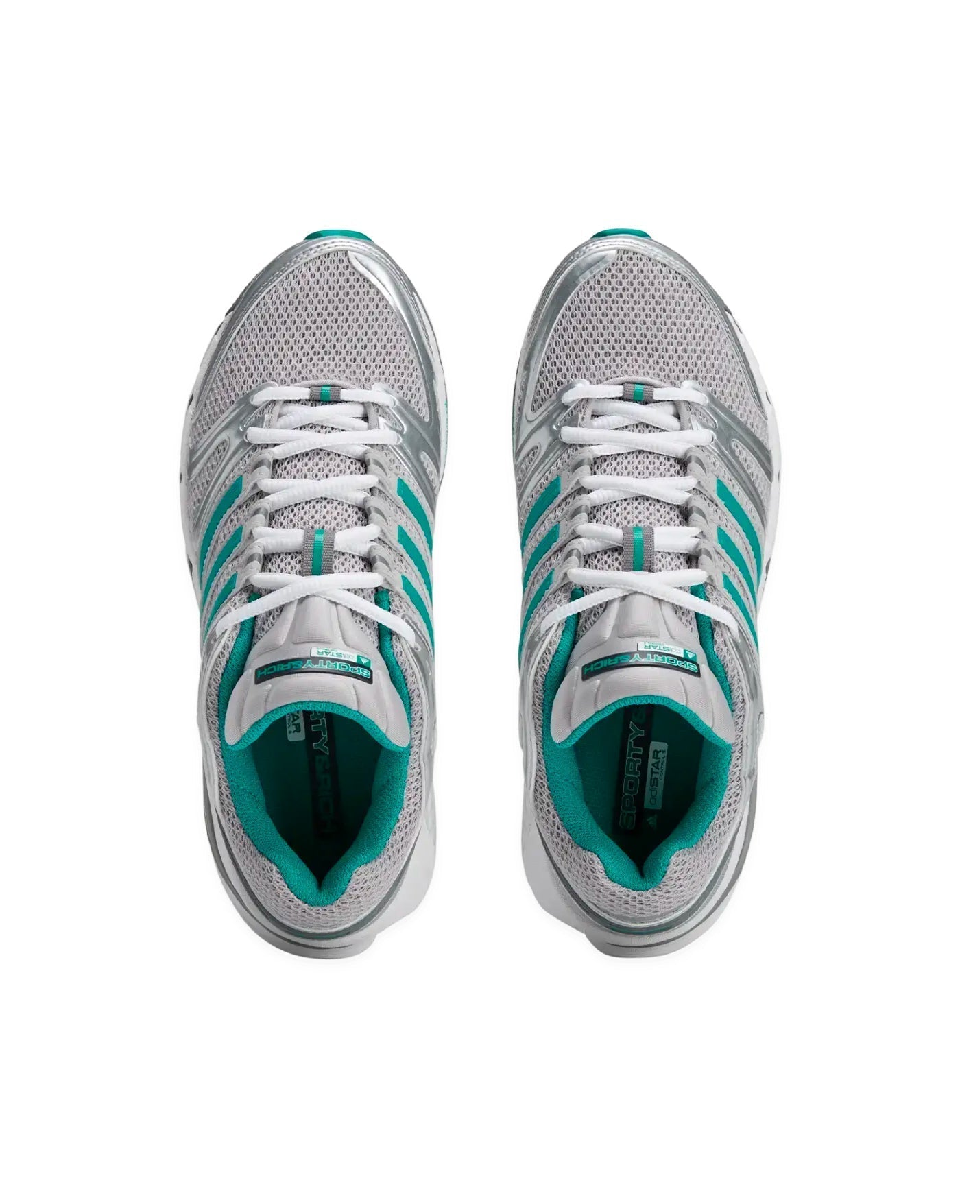 Sneakers Adidas Adistar Control 5 argent et turquoise vue du dessus