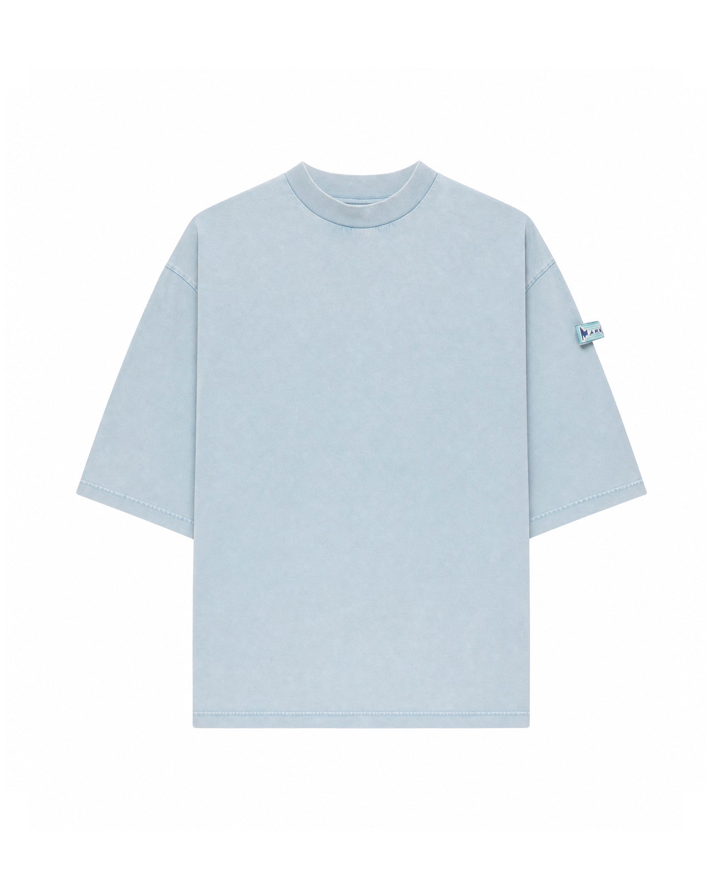 T-shirt Marni bleu ciel oversize délavé col montant vue face