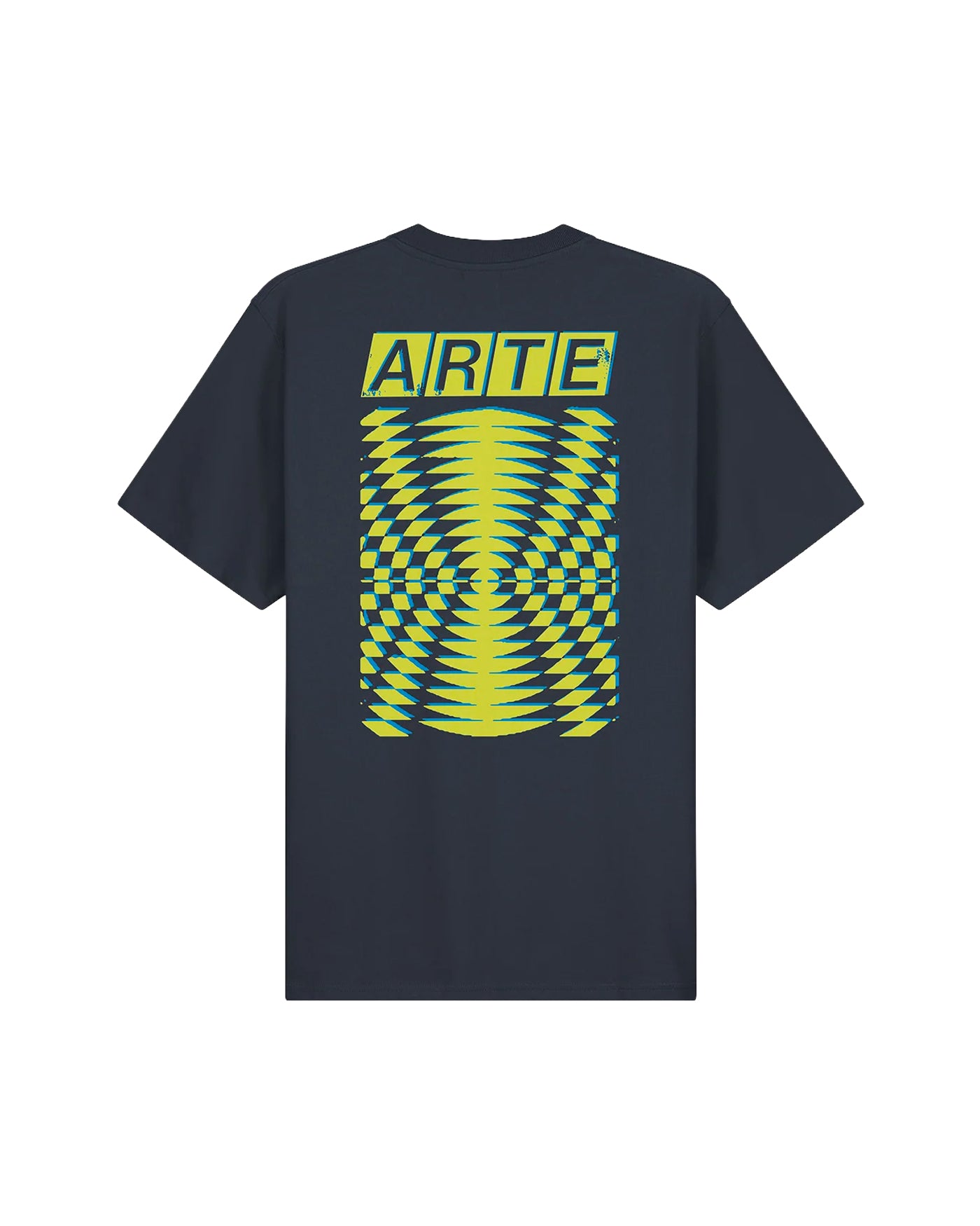 T-shirt Arte Antwerp Abstract navy imprimé graphique jaune dos