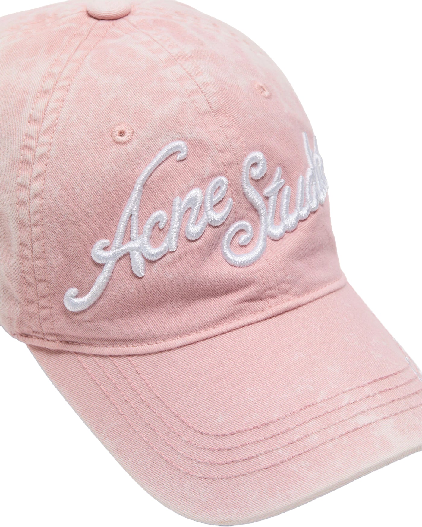Casquette baseball Acne Studios rose pâle broderie logo blanche profil gauche