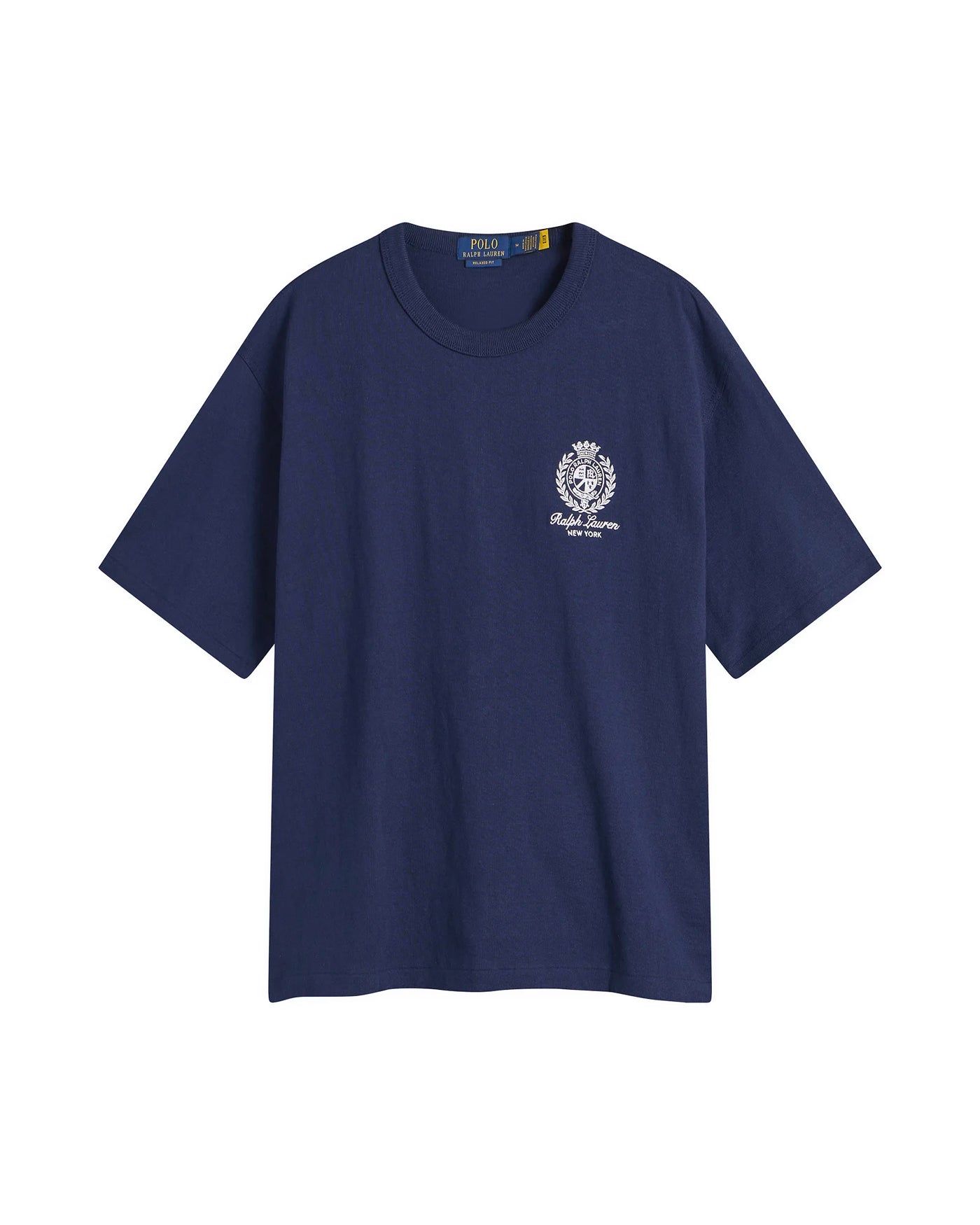 T-shirt Ralph Lauren bleu marine broderie blason ancre New York face