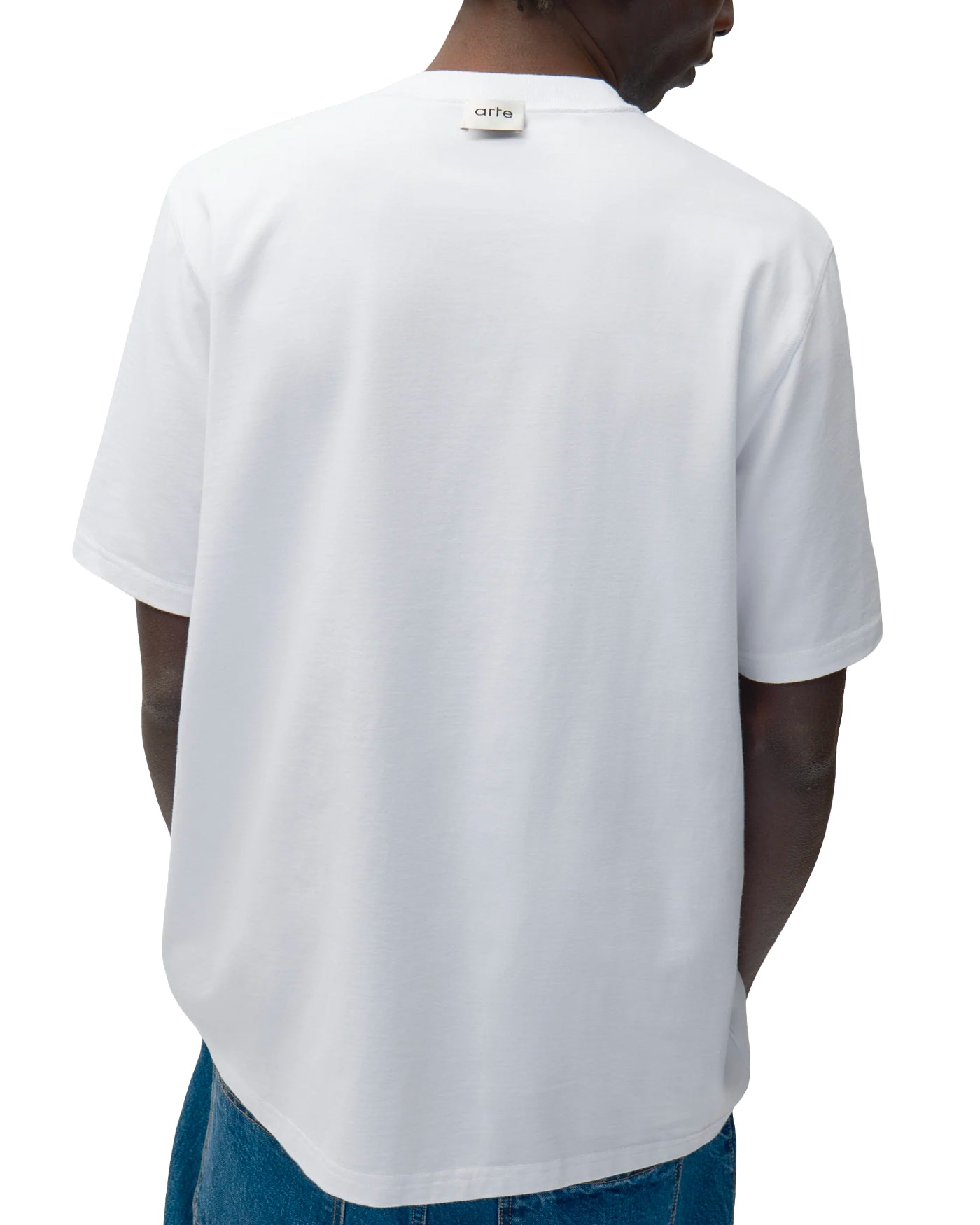 T-shirt réversible Arte Antwerp blanc étiquette col woven dos