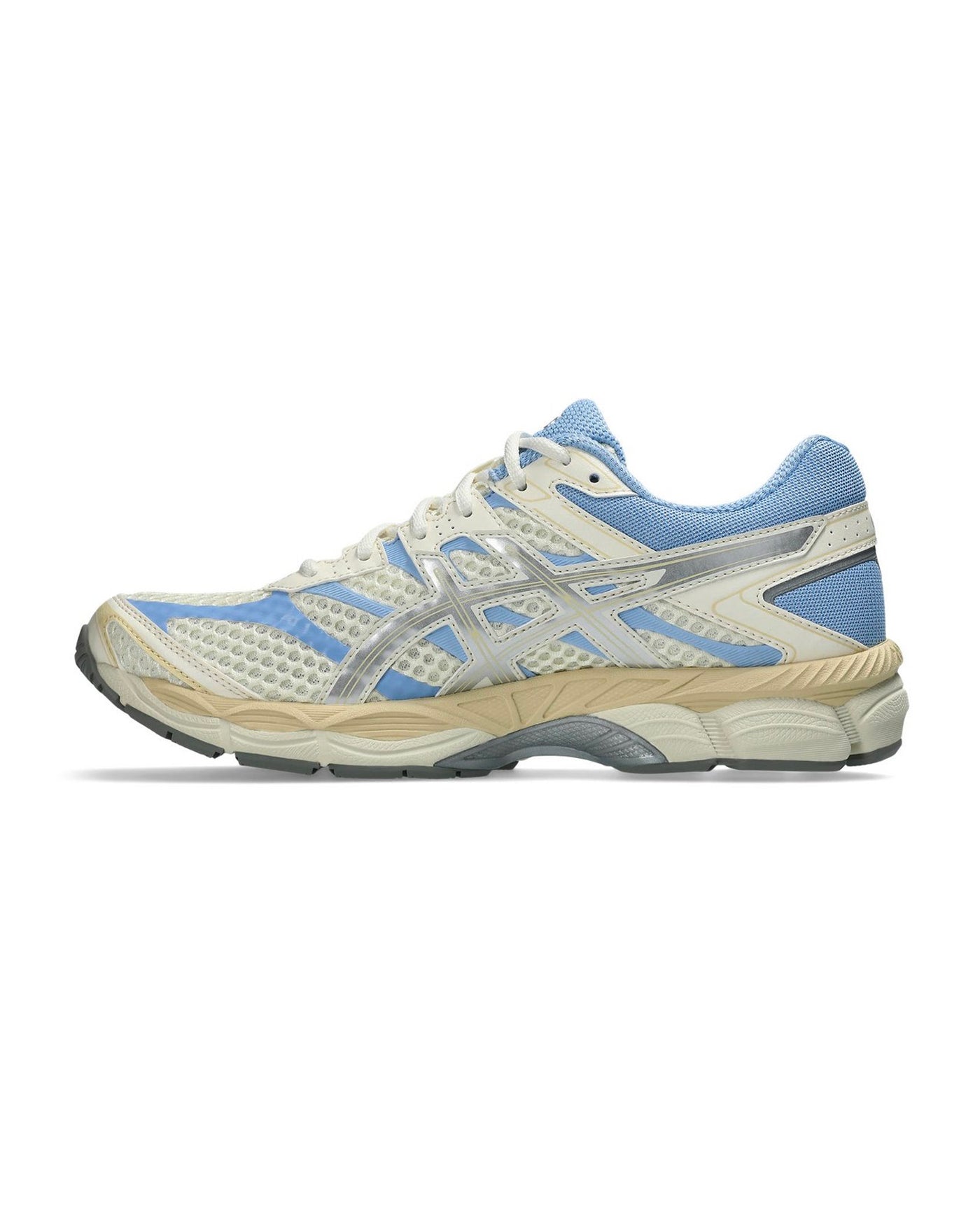 Sneakers Asics Gel Cumulus 16 ivoire et bleu ciel profil gauche