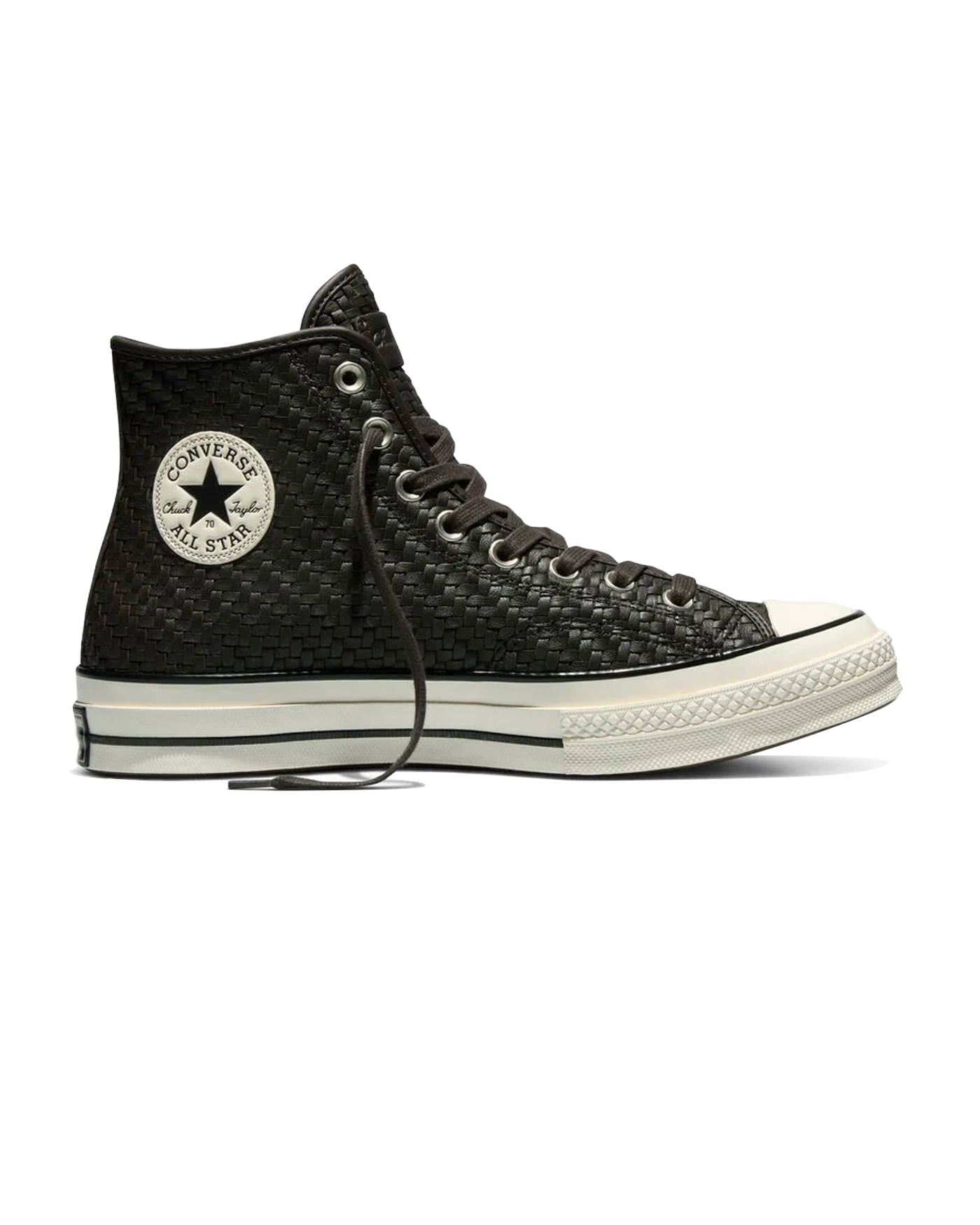 Sneakers Converse Chuck Taylor 70 Hi marron cuir tressé semelle ivoire profil gauche