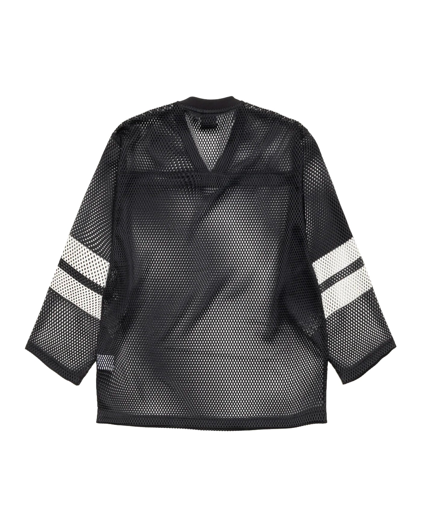 Jersey Stüssy Trucker Team maille mesh noir col V bandes blanches dos