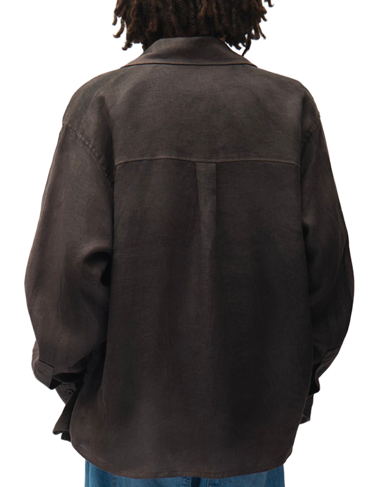DUSTY LINEN ZIP SHIRT BLACK