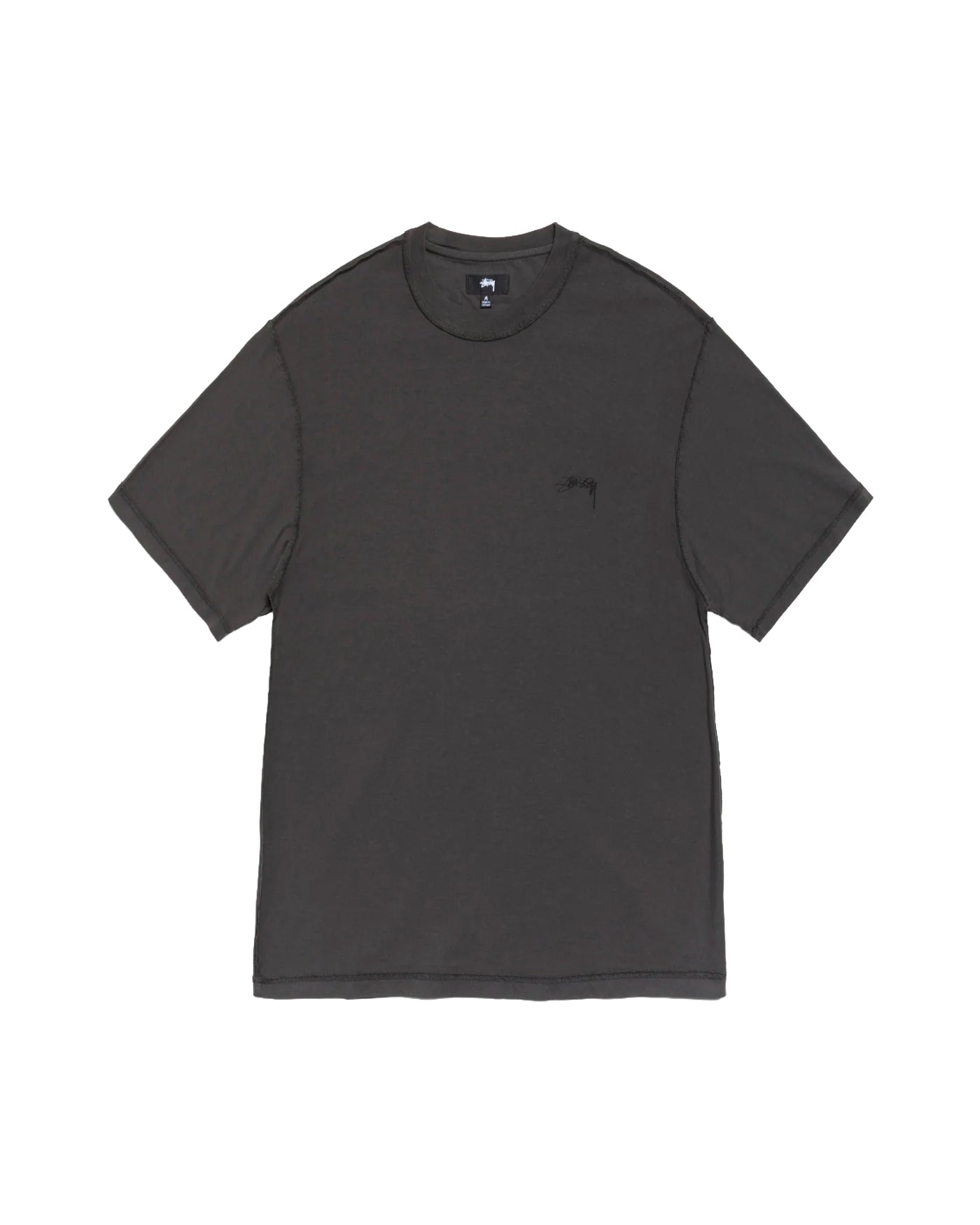 T-shirt Stüssy Lazy manches courtes noir vintage logo brodé poitrine face