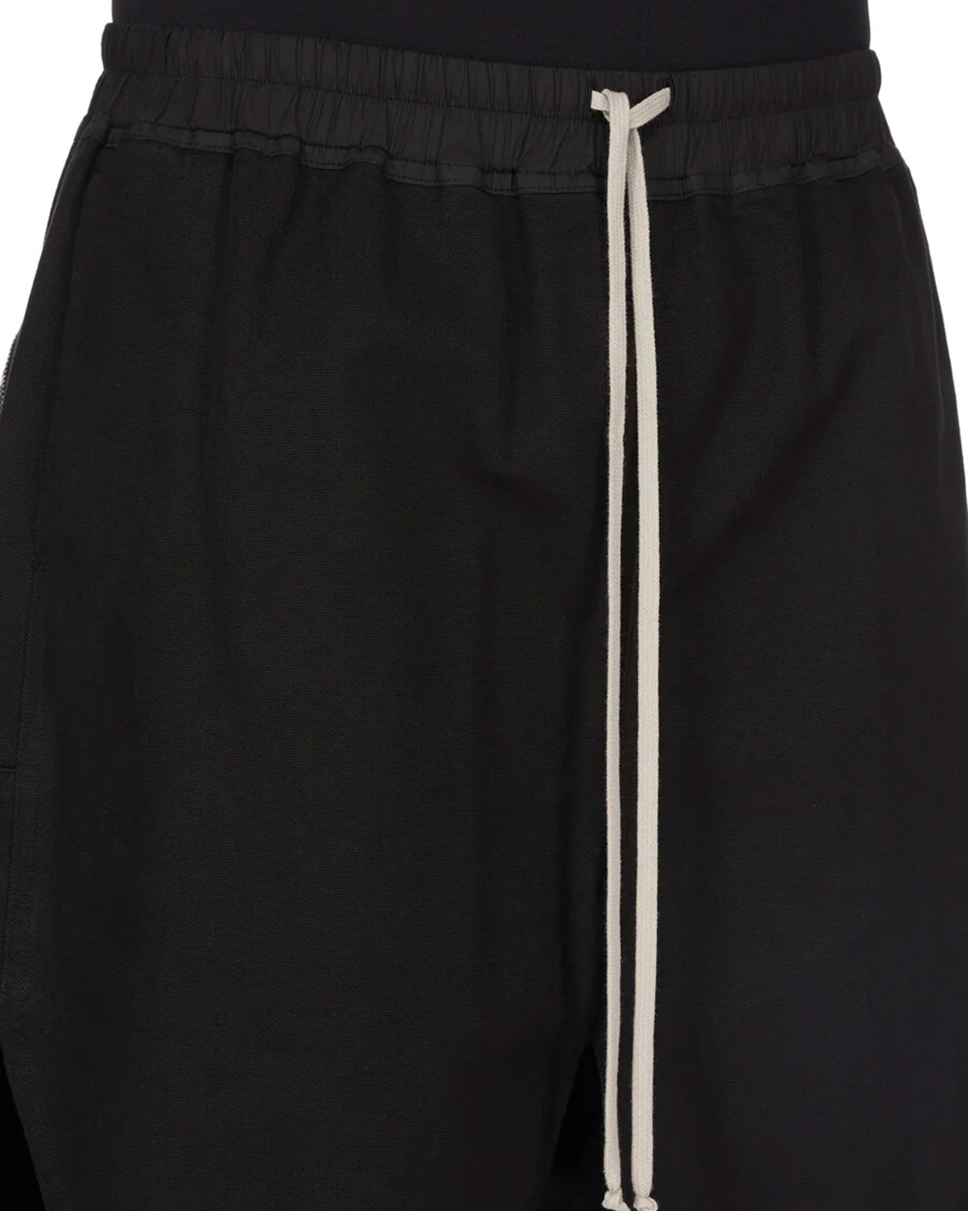 Détail ceinture short Rick Owens DRKSHDW noir cordon crème face