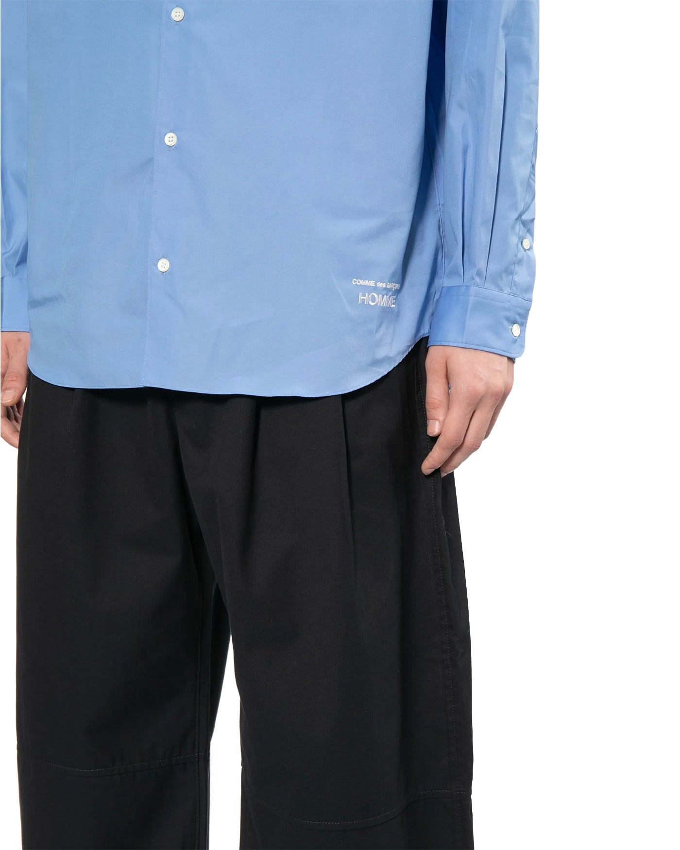 Pantalon Comme des Garçons Homme noir détail ceinture et bas de jambe