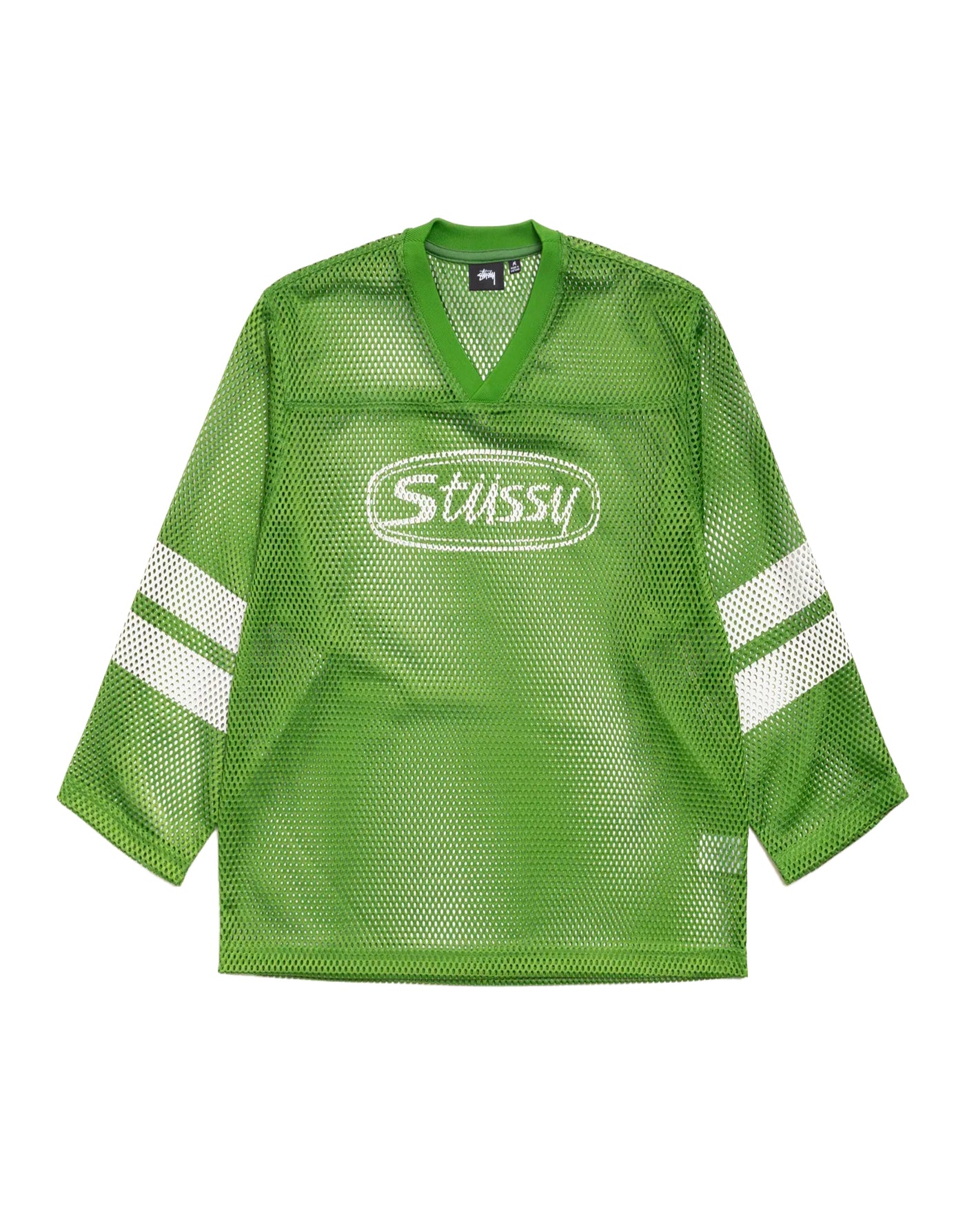 Jersey Stüssy Trucker Team maille mesh vert vif bandes blanches face