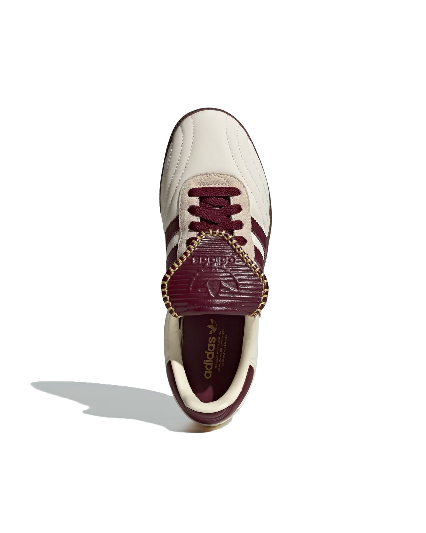Sneakers Samba Adidas blanc cassé et bordeaux, vue du dessus