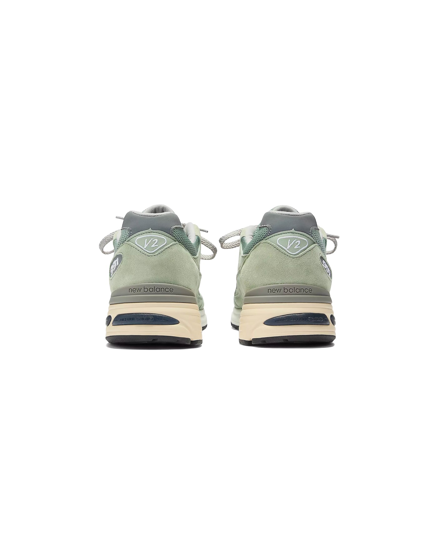 Sneakers New Balance 991v2 Made in UK vert sauge et argent vue dos