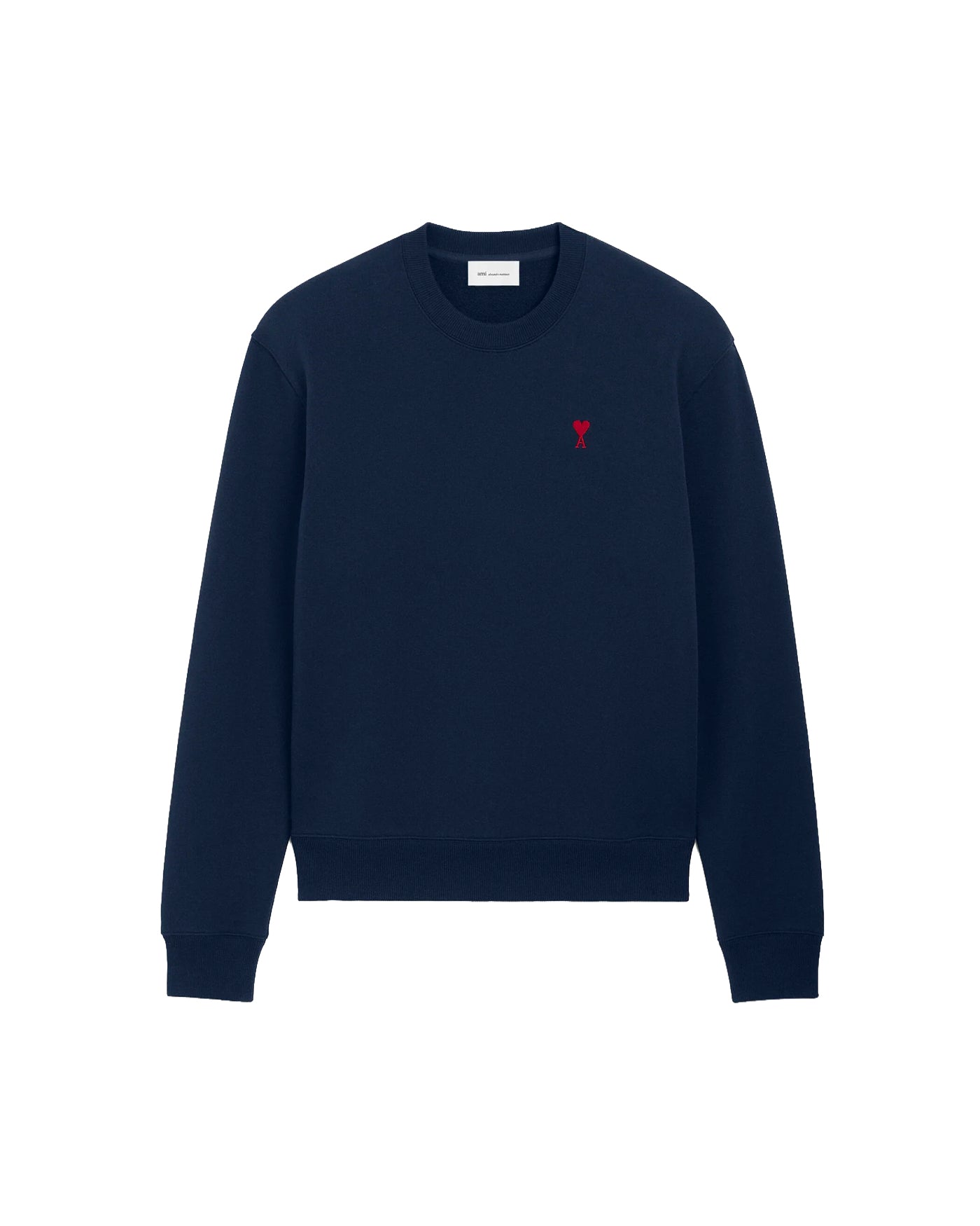 Sweat Ami Paris marine logo Ami de Cœur rouge coton vue face