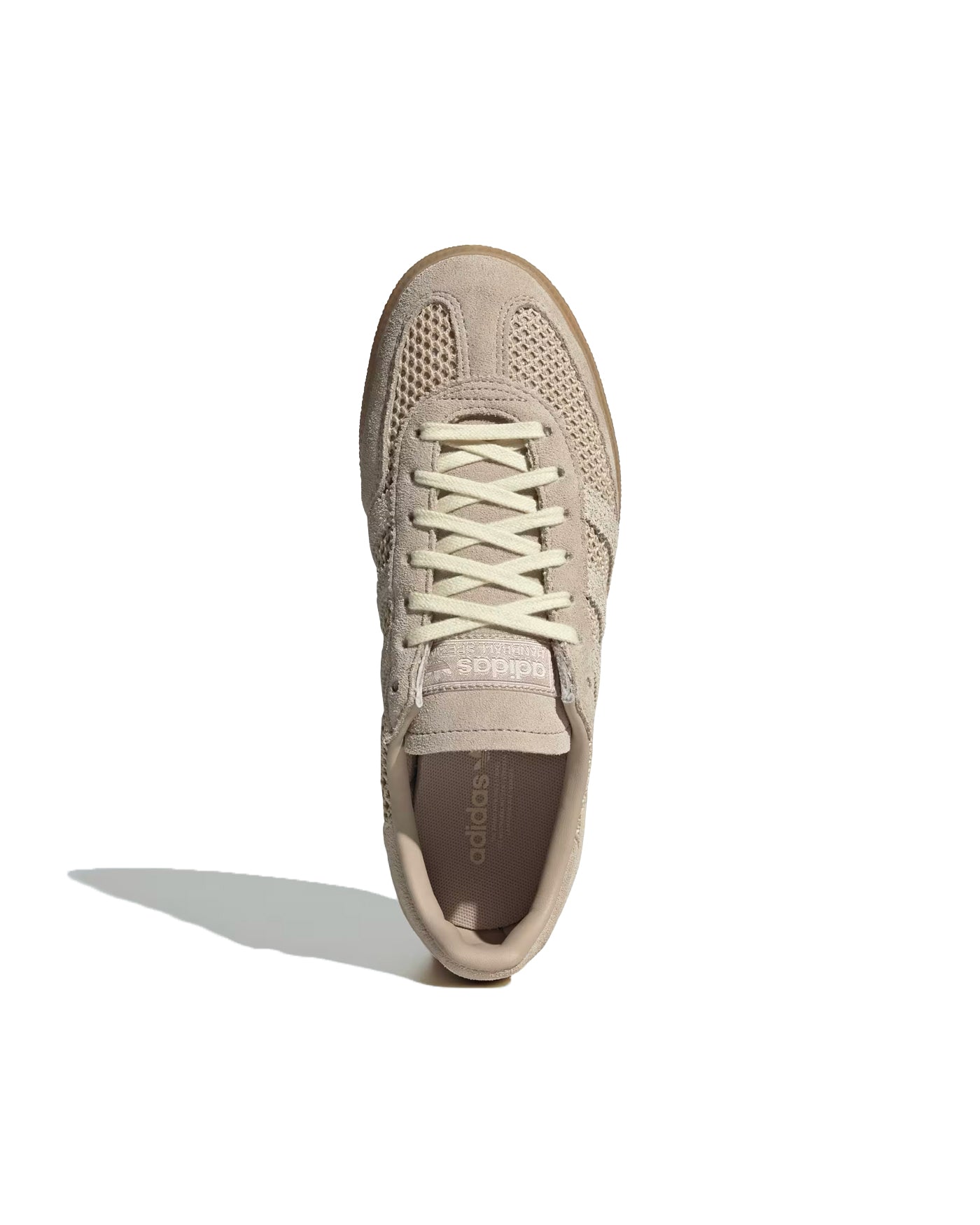 Sneakers Adidas Handball Spezial beige sable maille suède lacets crème vue dessus