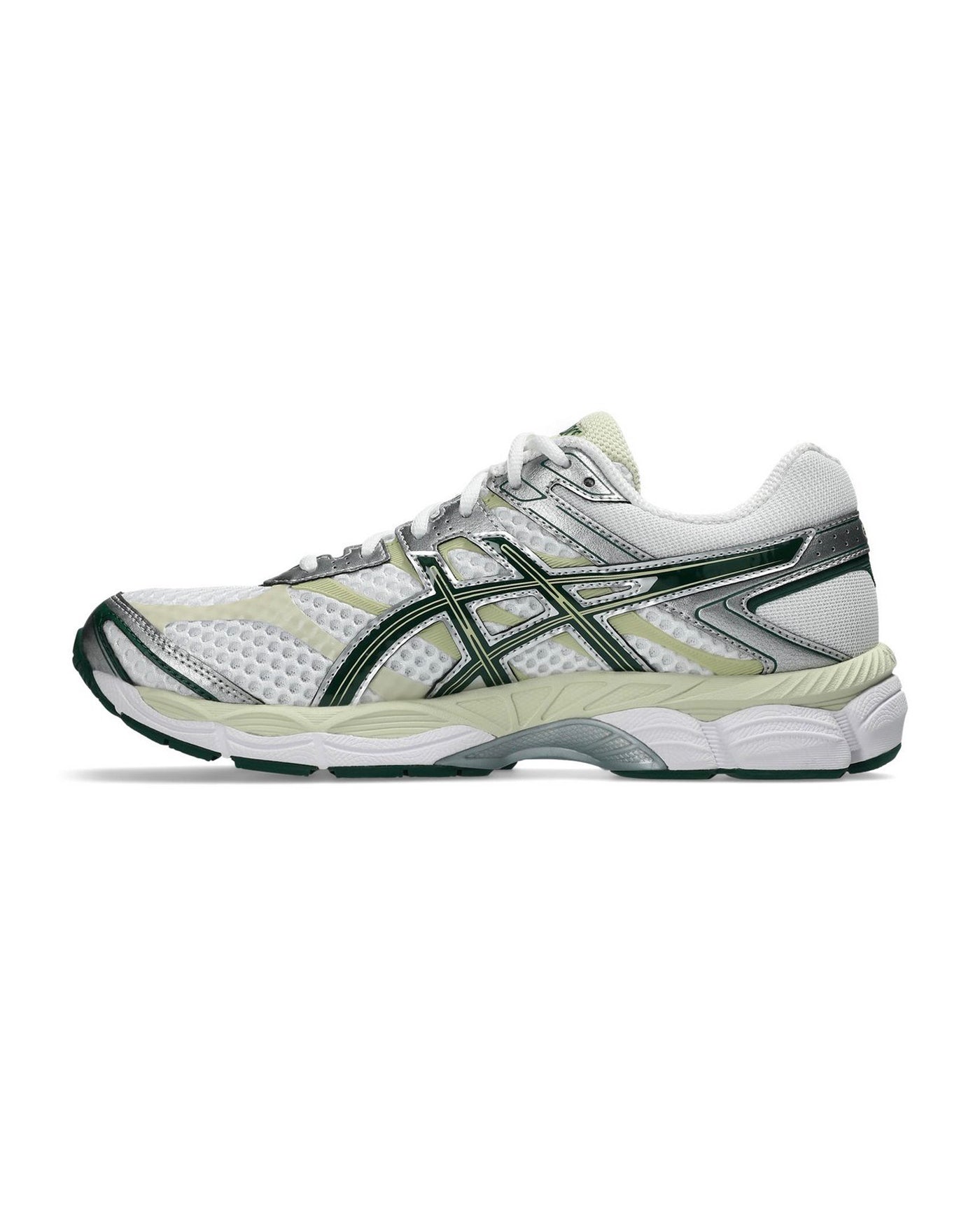 Sneakers Asics Gel Cumulus 16 blanc et vert sapin profil gauche