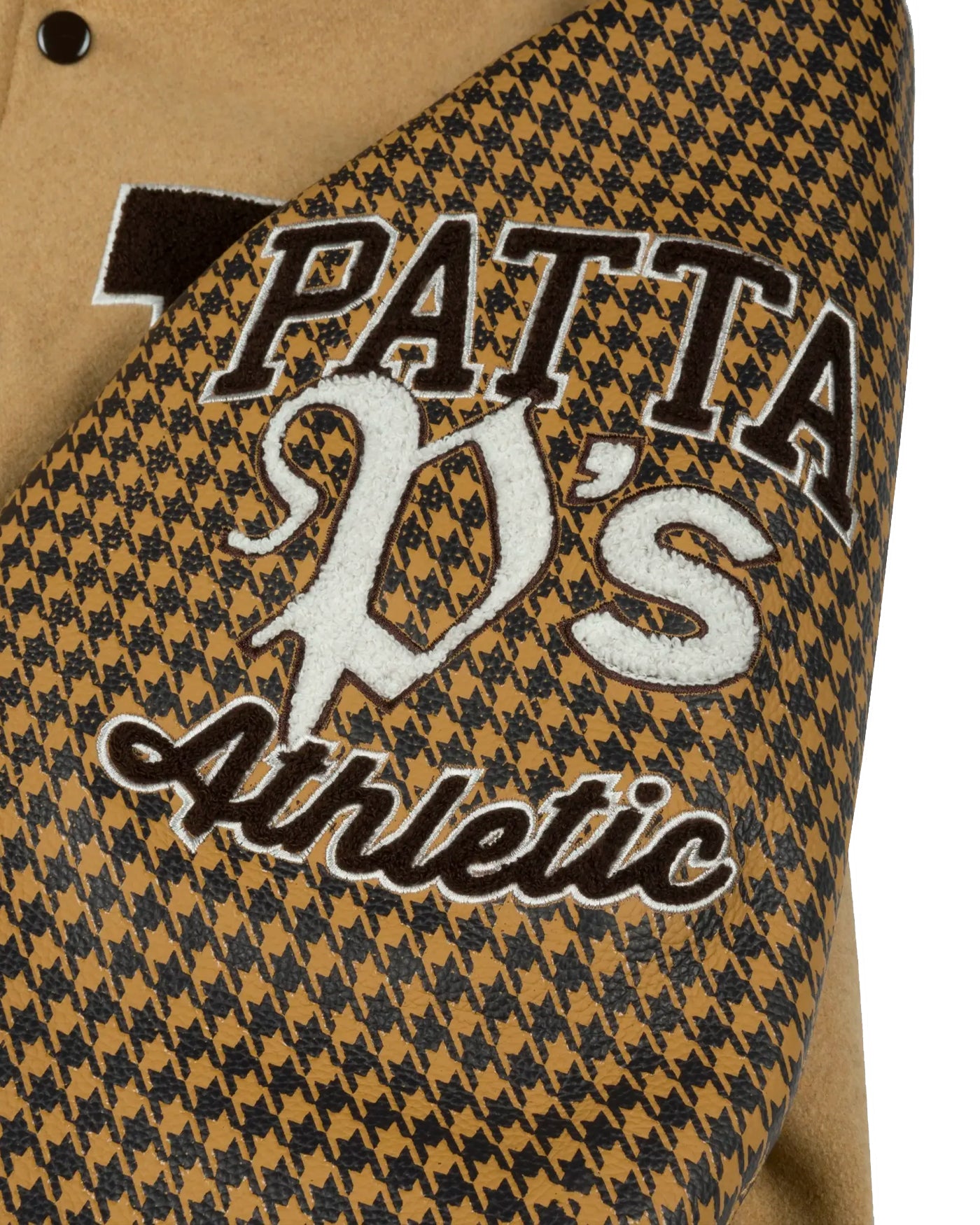 Veste varsity Patta détail manche pied-de-poule broderie Athletic camel marron