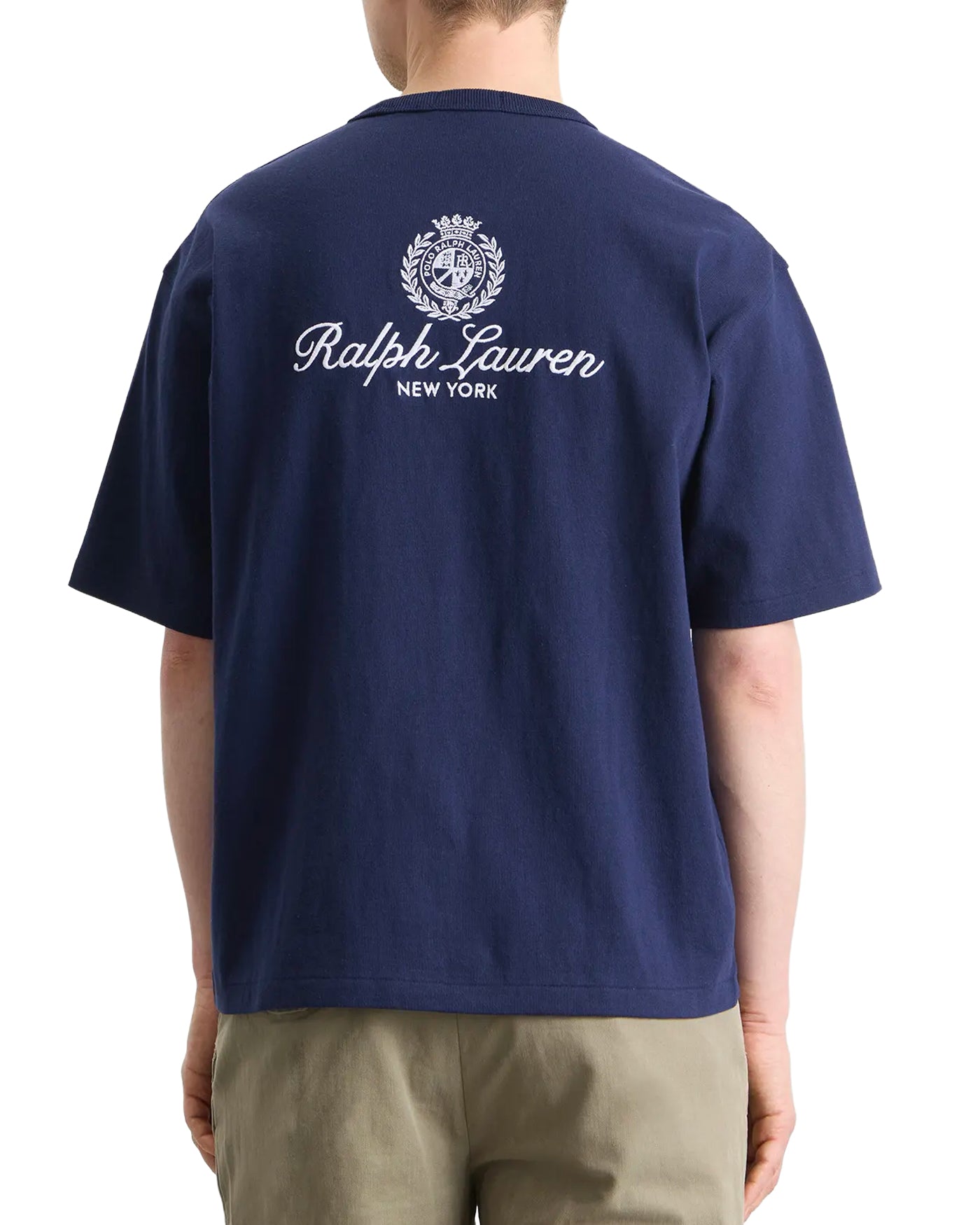 T-shirt Ralph Lauren bleu marine imprimé blason Ralph Lauren New York dos