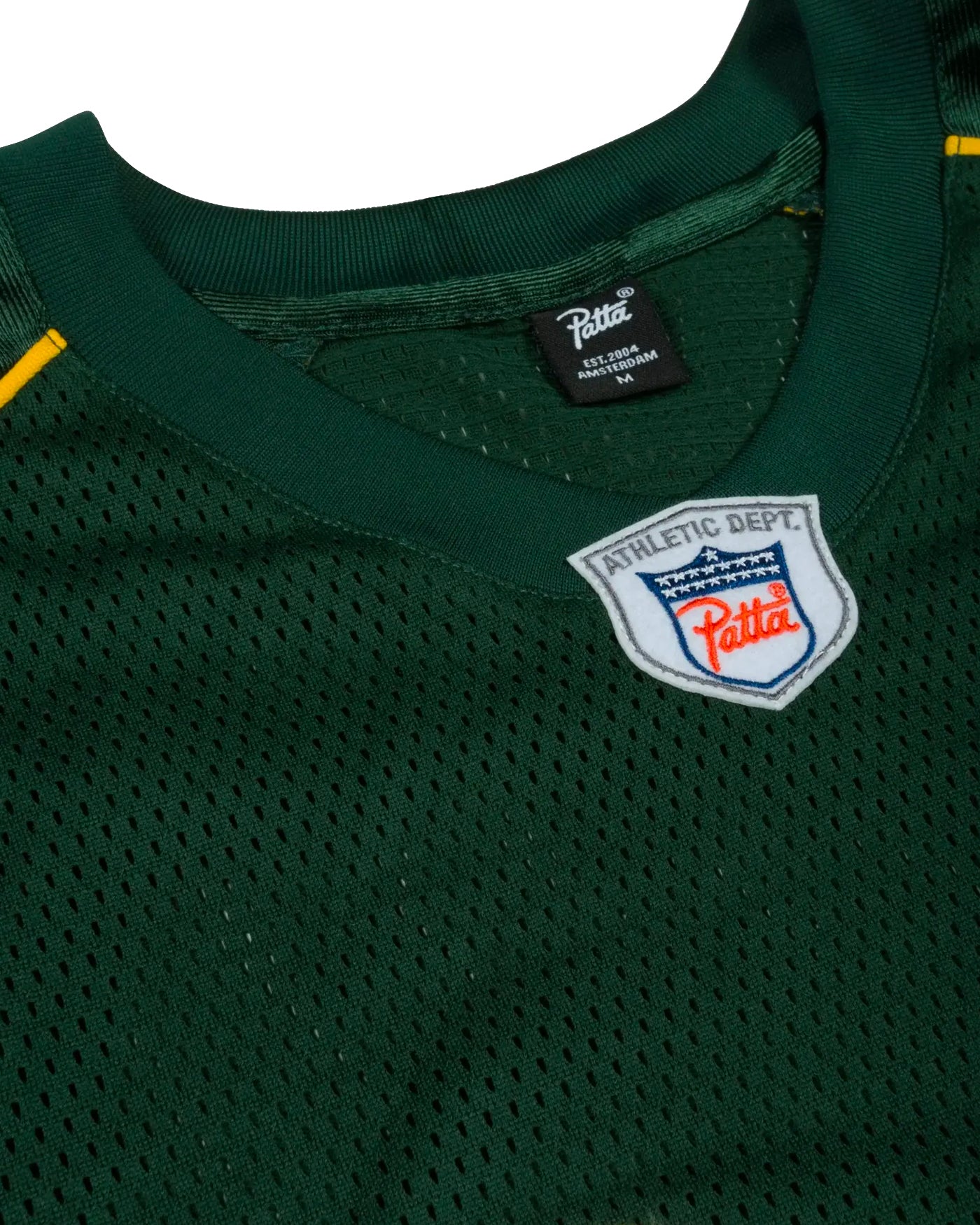 Jersey American Football Patta vert détail col et patch Athletic Dept
