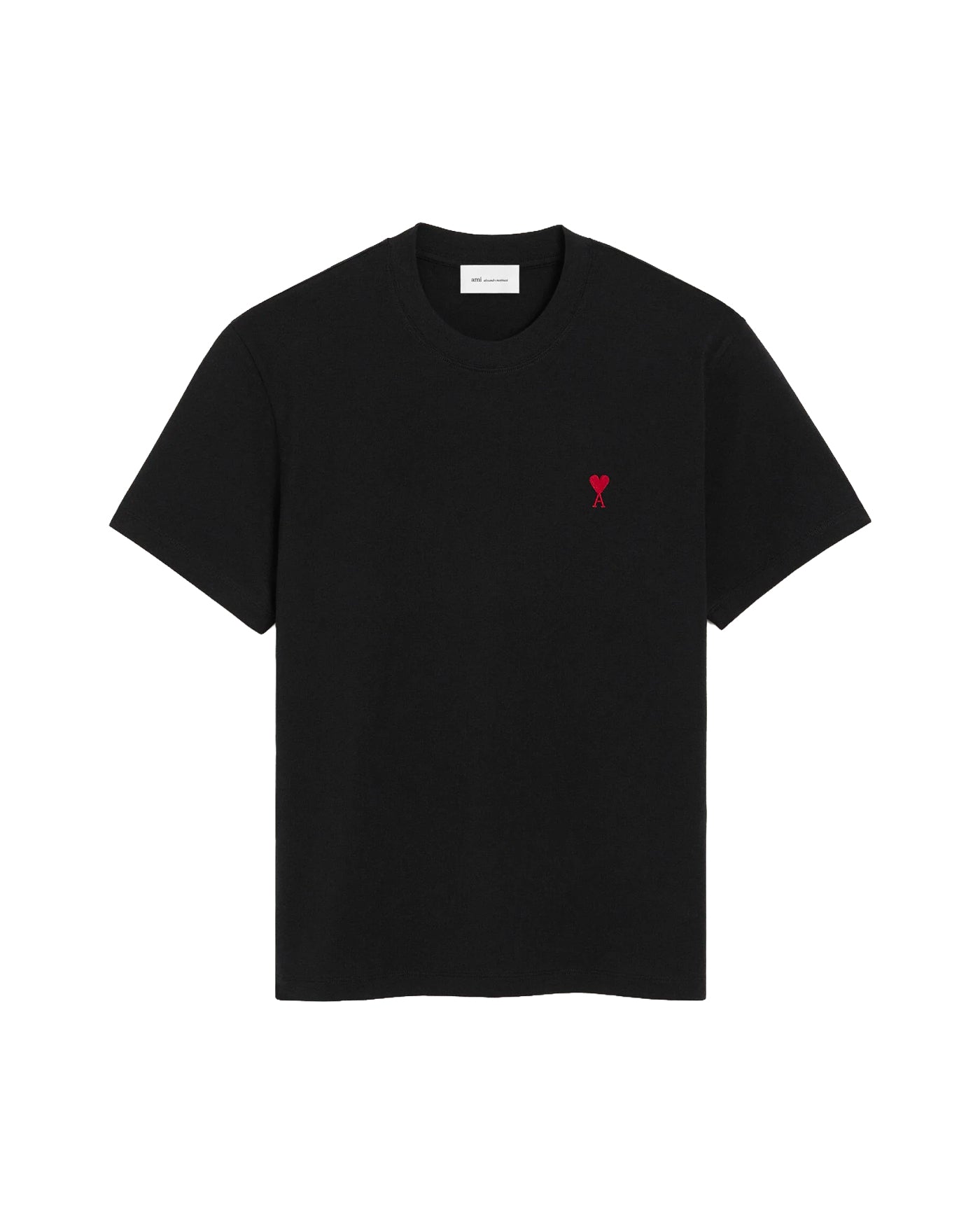 T-shirt Ami Paris noir logo Ami de Coeur rouge brodé vue face