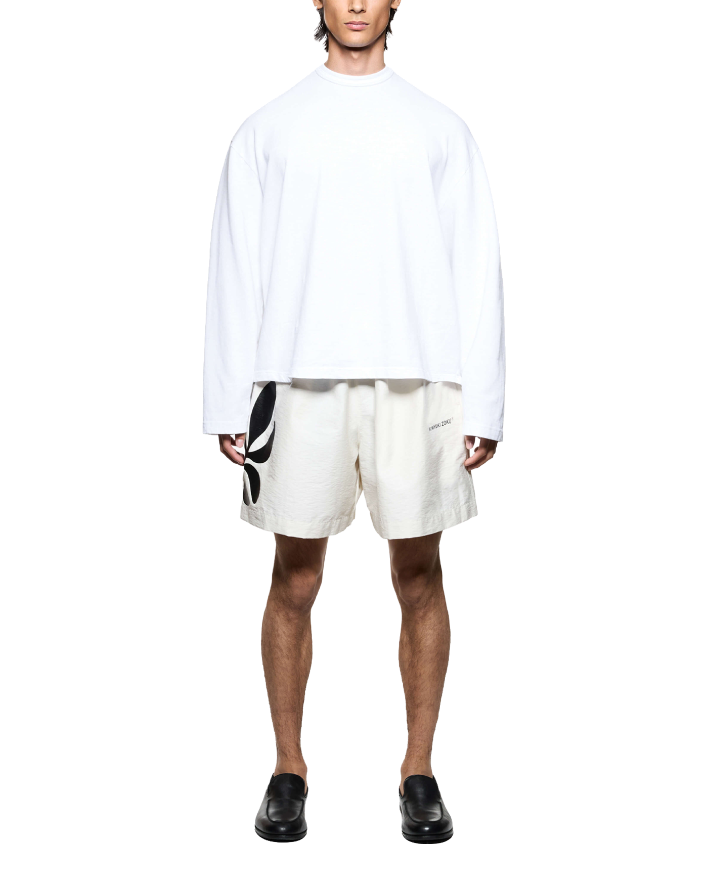 BOTANICAL PRINT WIDE LEG SHORTS BONE
