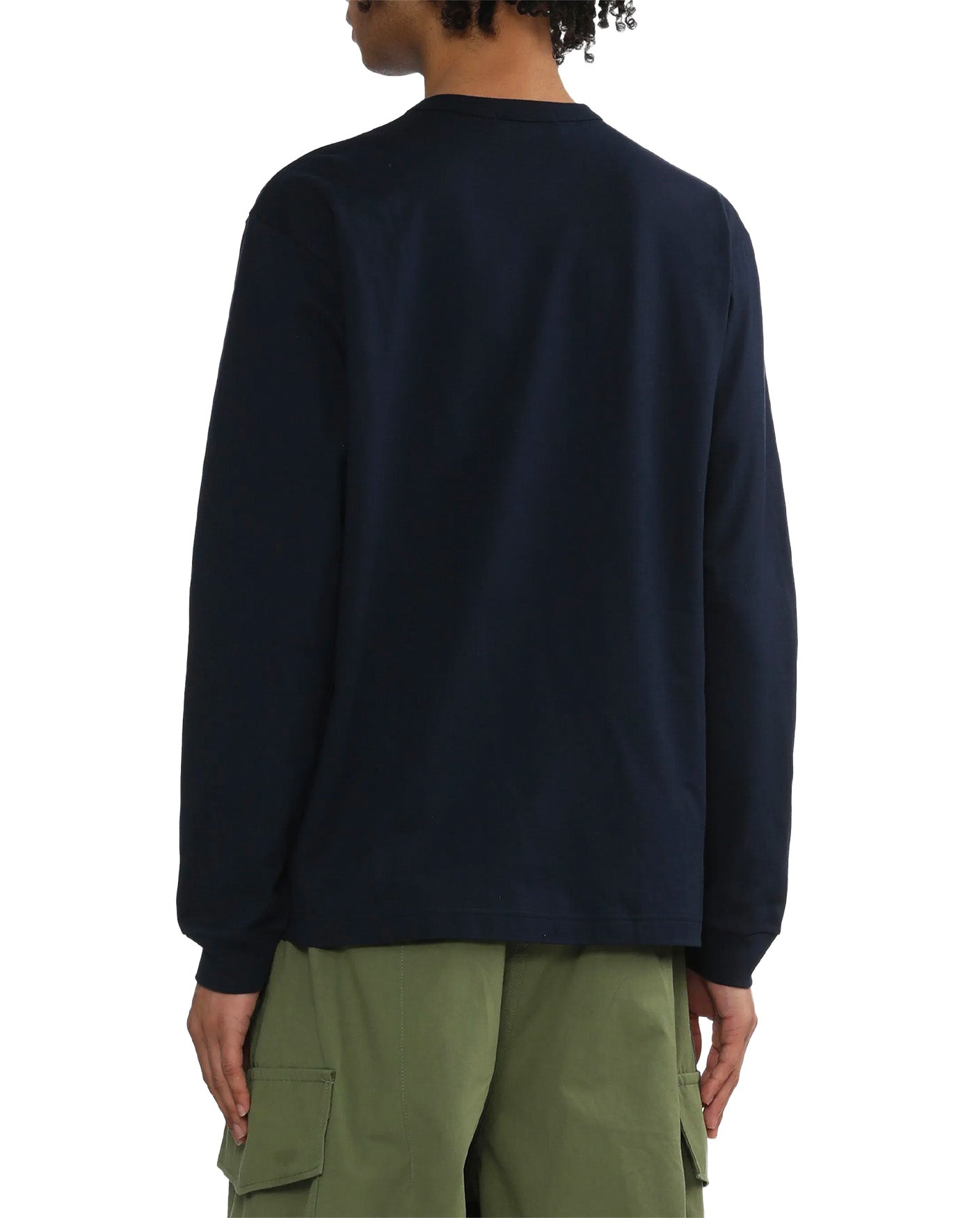 T-shirt manches longues Comme des Garçons Homme navy logo poche dos