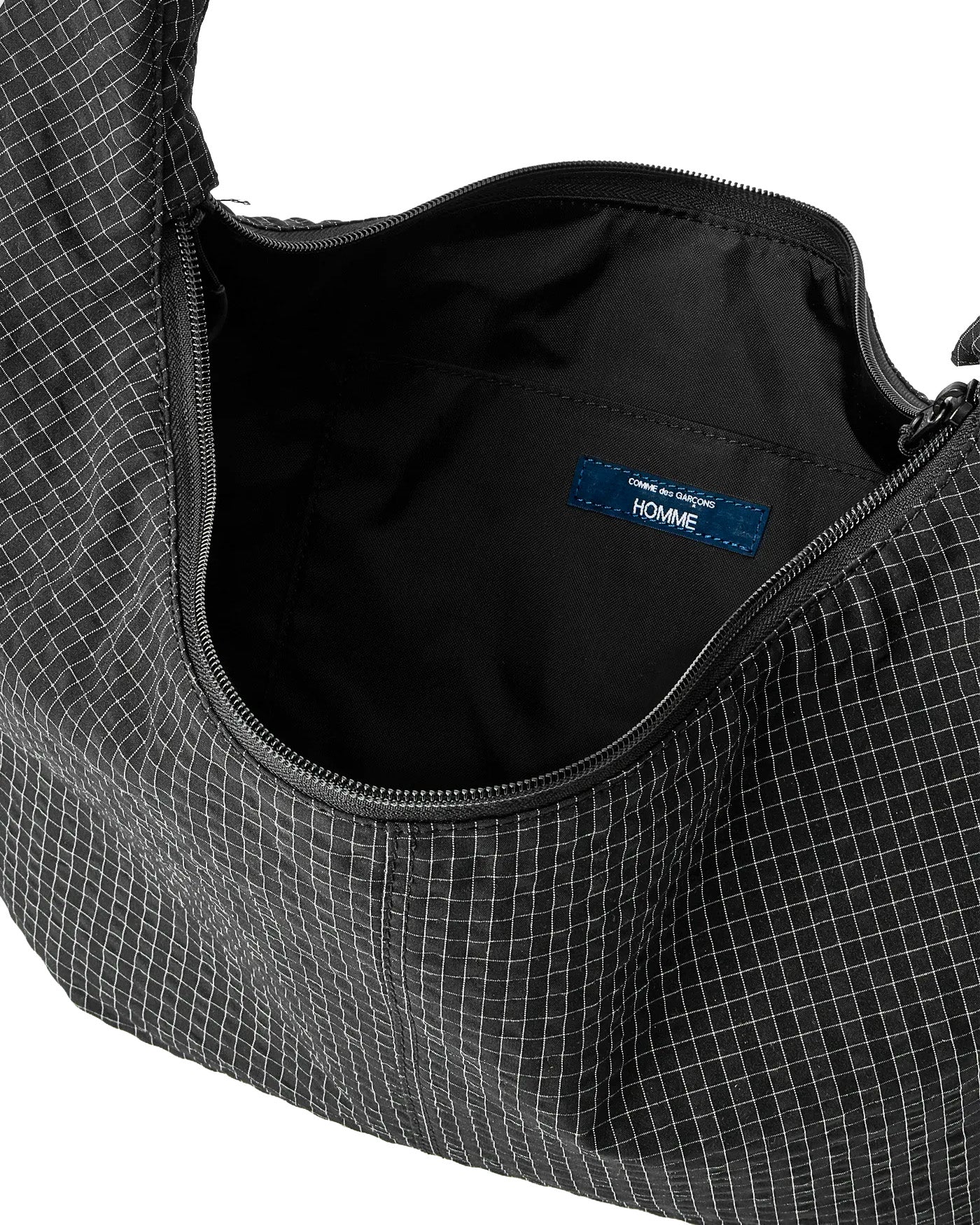 Sac sling Comme des Garçons Homme noir carreaux intérieur ouvert