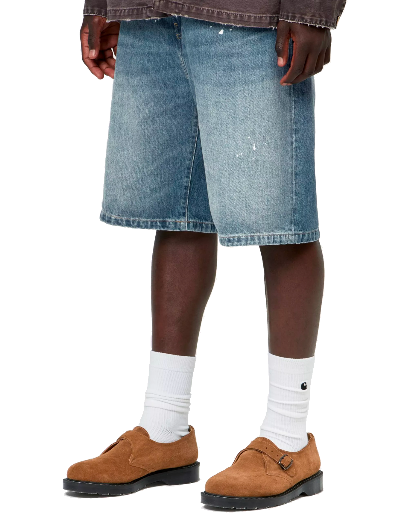 Short denim homme Carhartt WIP Landon bleu destroy wash profil gauche