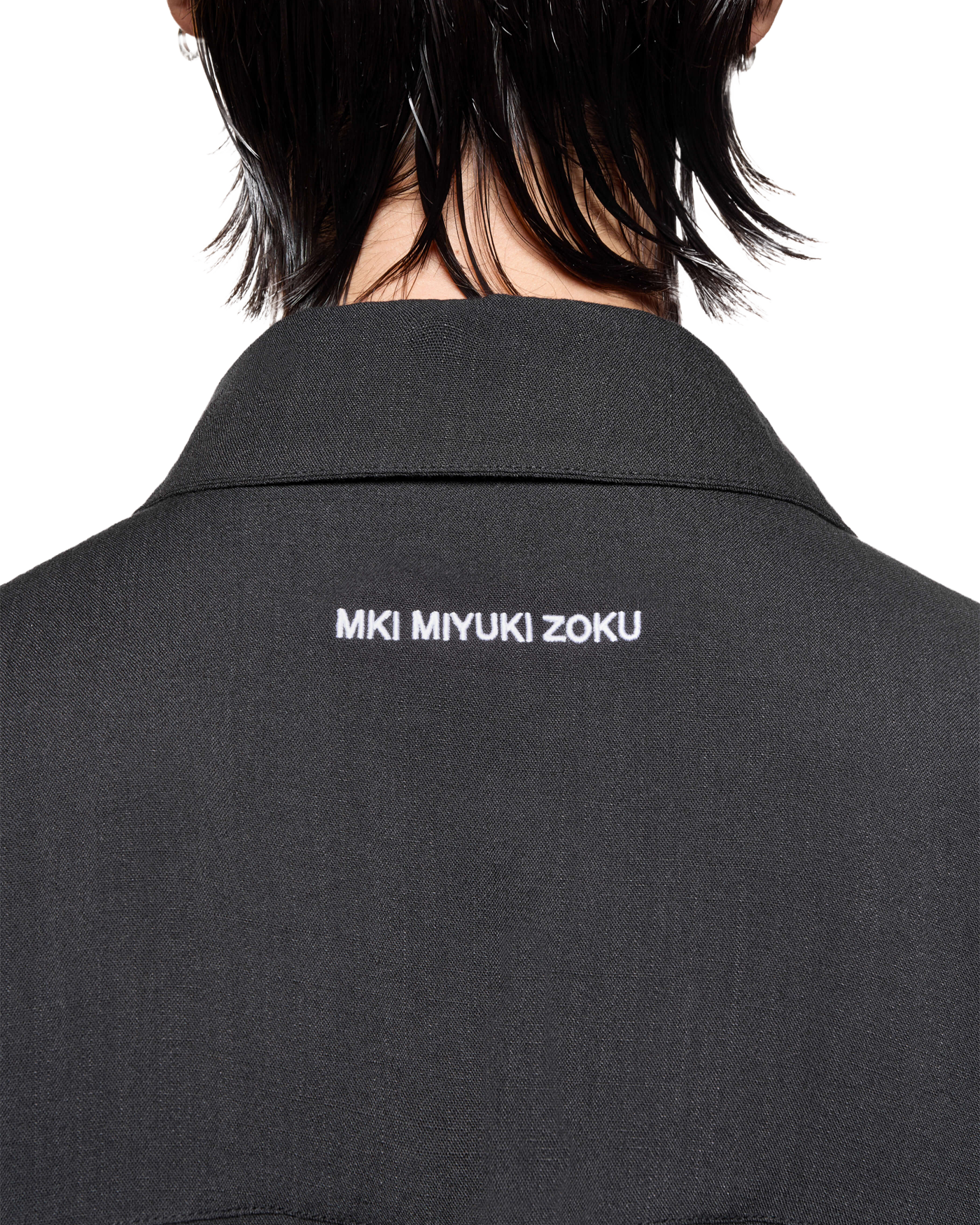 DRAPE SLUB BOX DRESS SHIRT BLACK