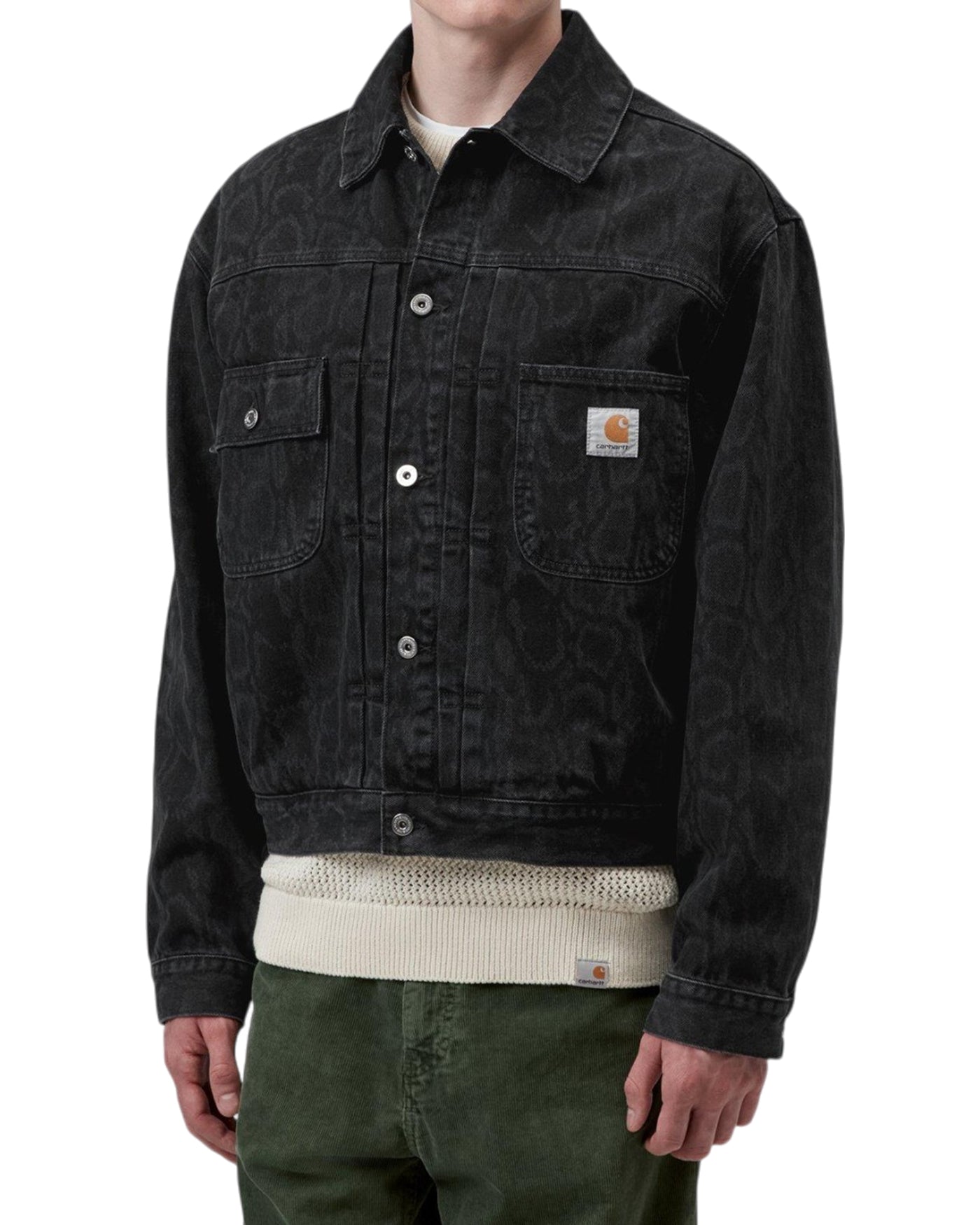Détail du motif Snake Camo sur la Belmar Jacket Black