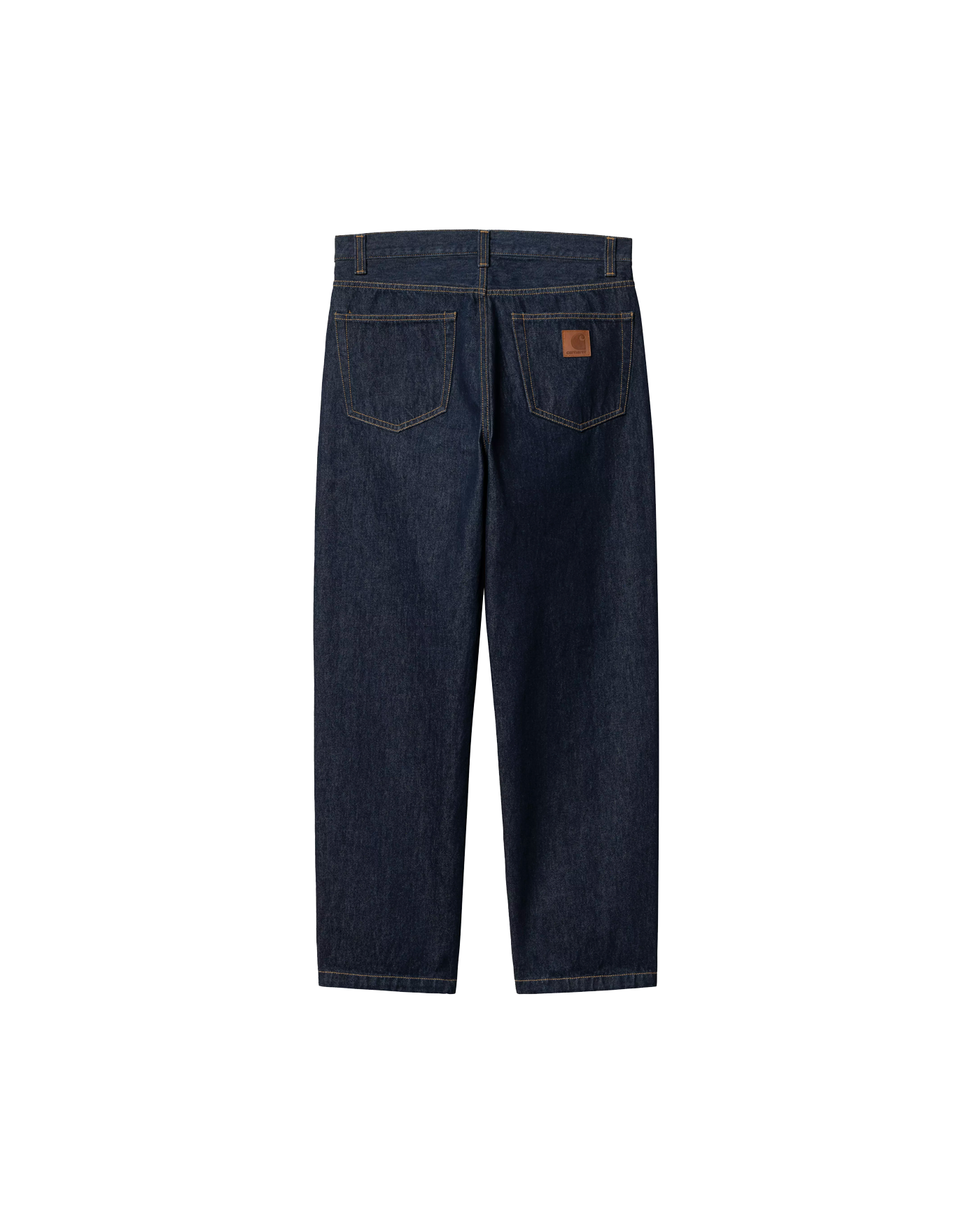 Jeans Carhartt WIP Aaron denim bleu rincé dos patch logo cuir