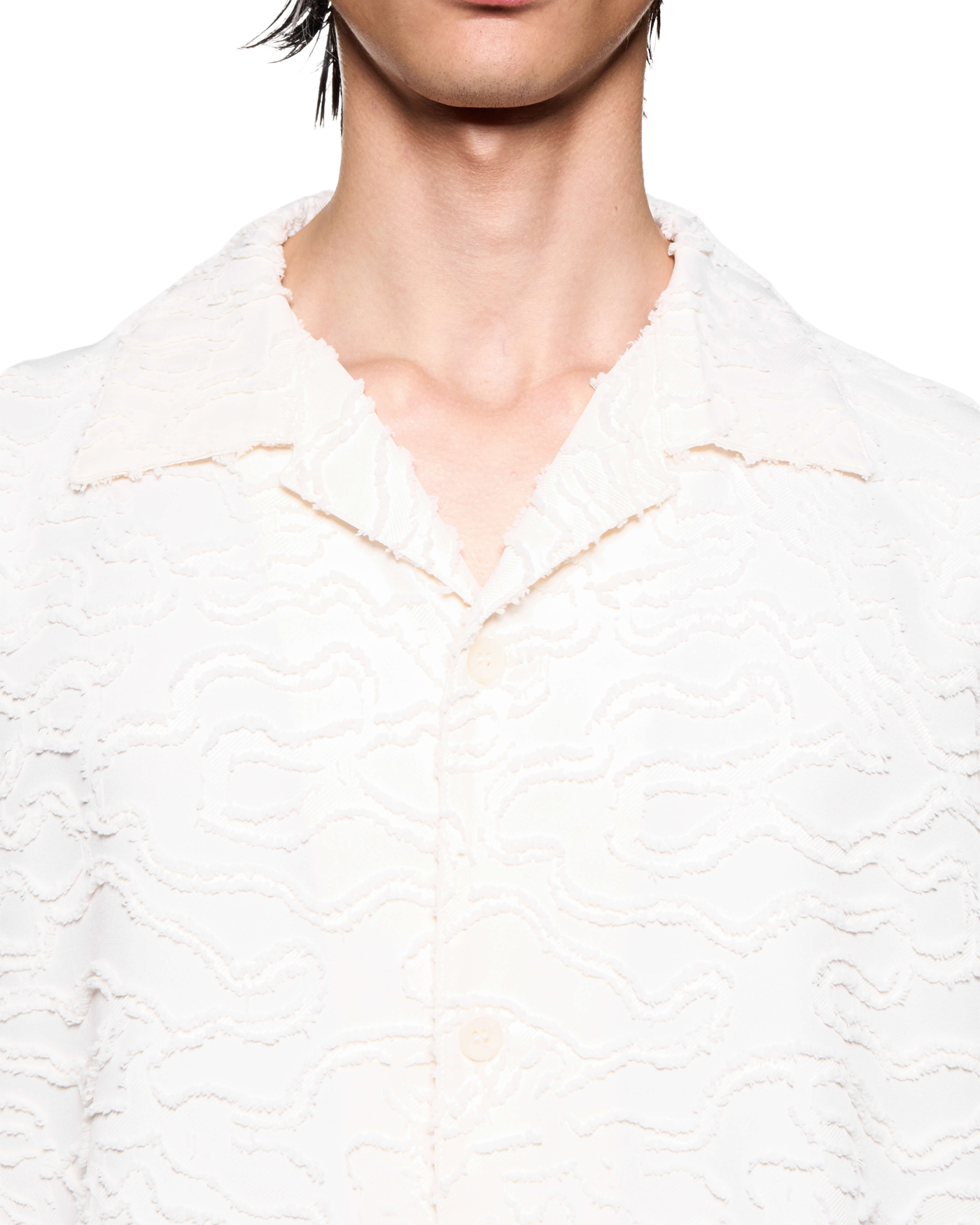 JACQUARD FRINGE VACATION SHIRT BONE