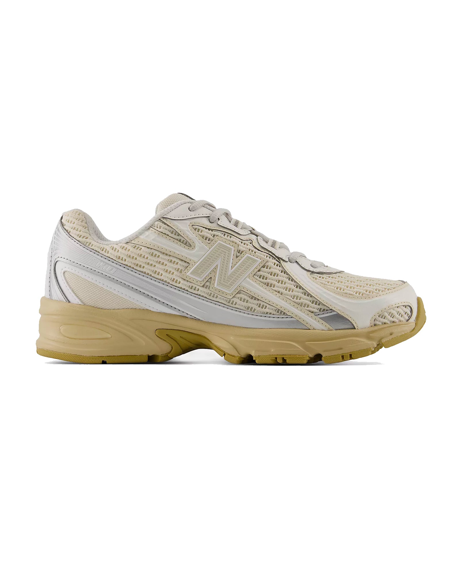 Sneakers New Balance 740 beige lin semelle gomme profil gauche