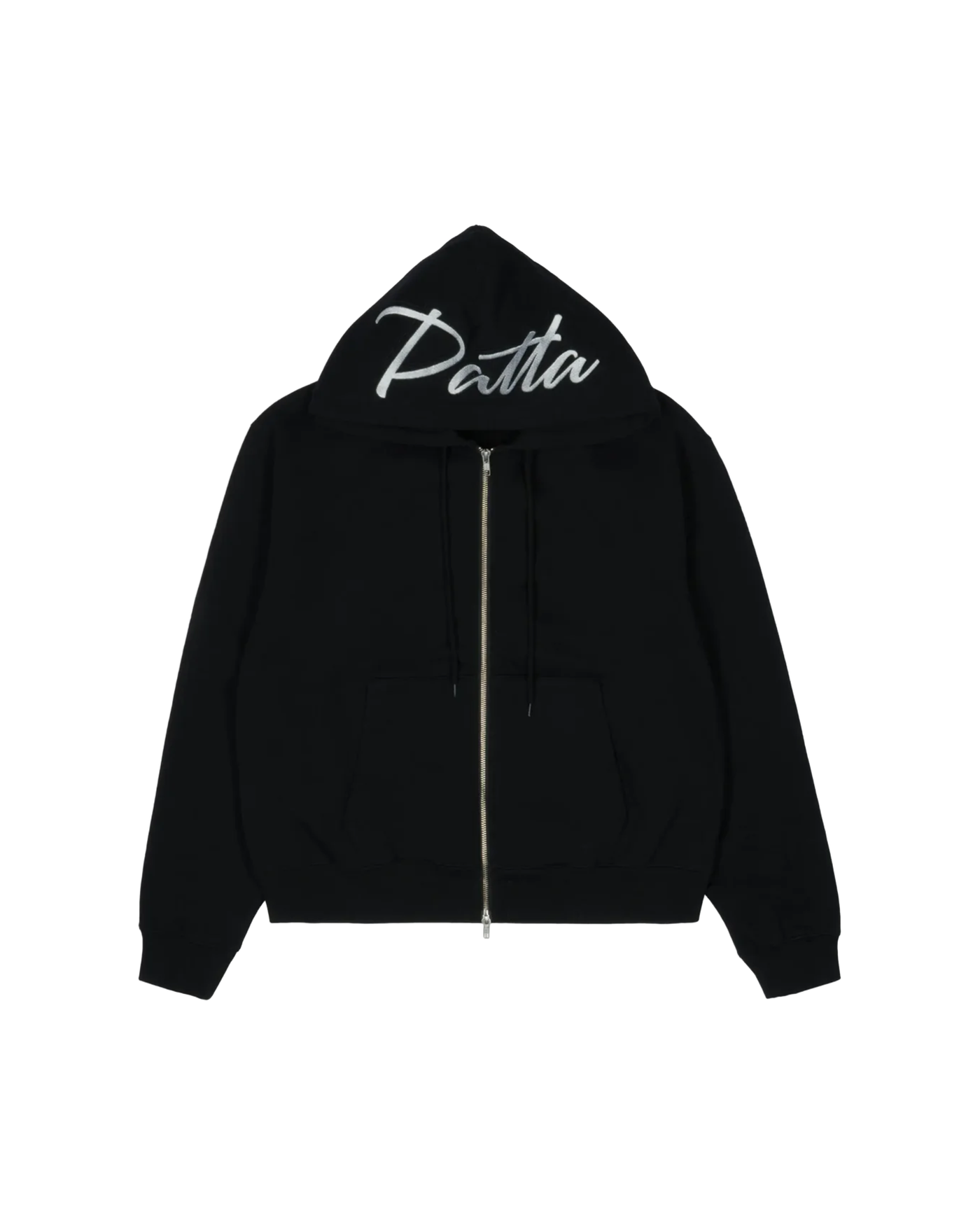 Sweat à capuche zippé Patta noir broderie script sur la capuche face